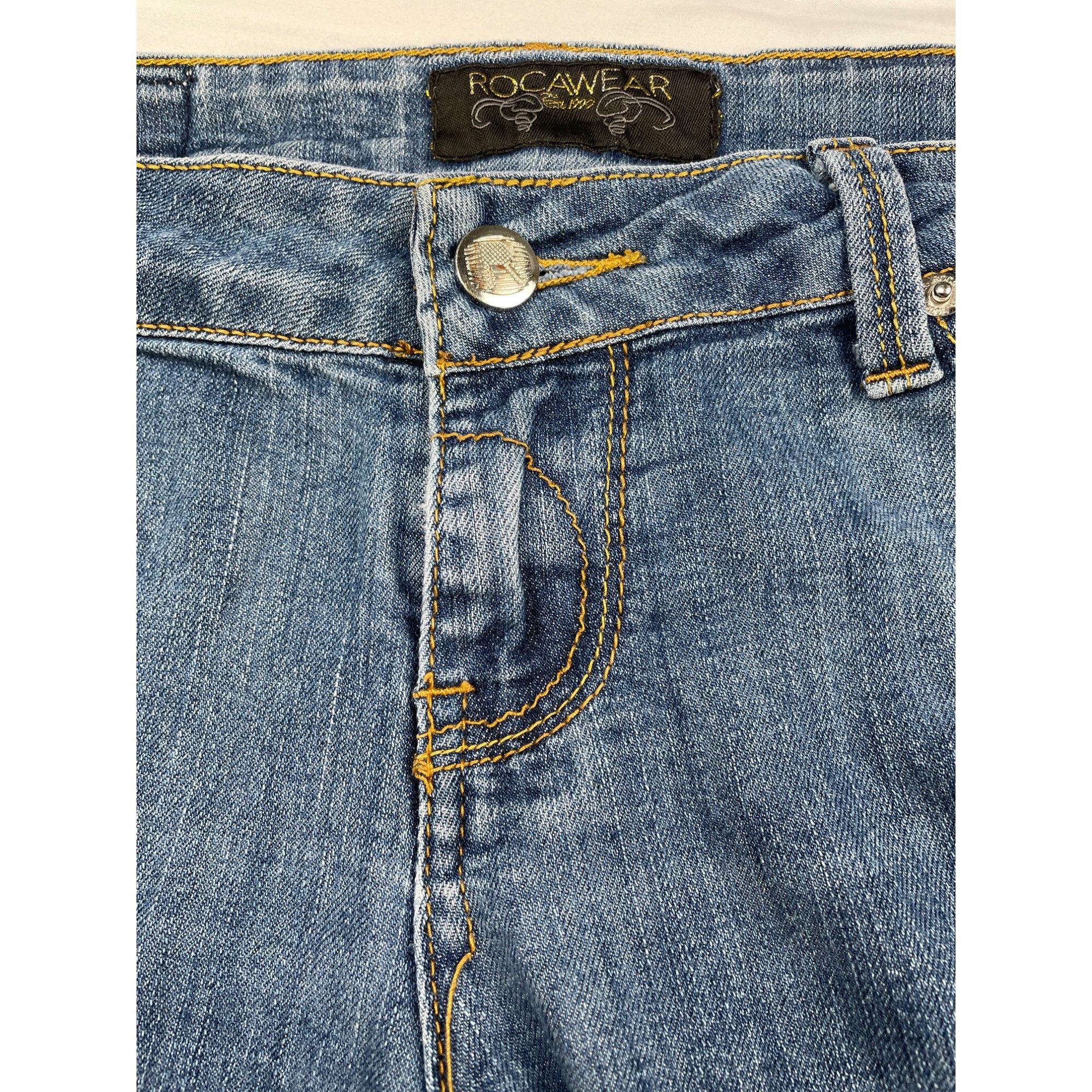 Rocawear Rocawear Women's Blue Straight/Stretch Jeans Embroidered po Size 27" / US 4 / IT 40 - 4 Thumbnail