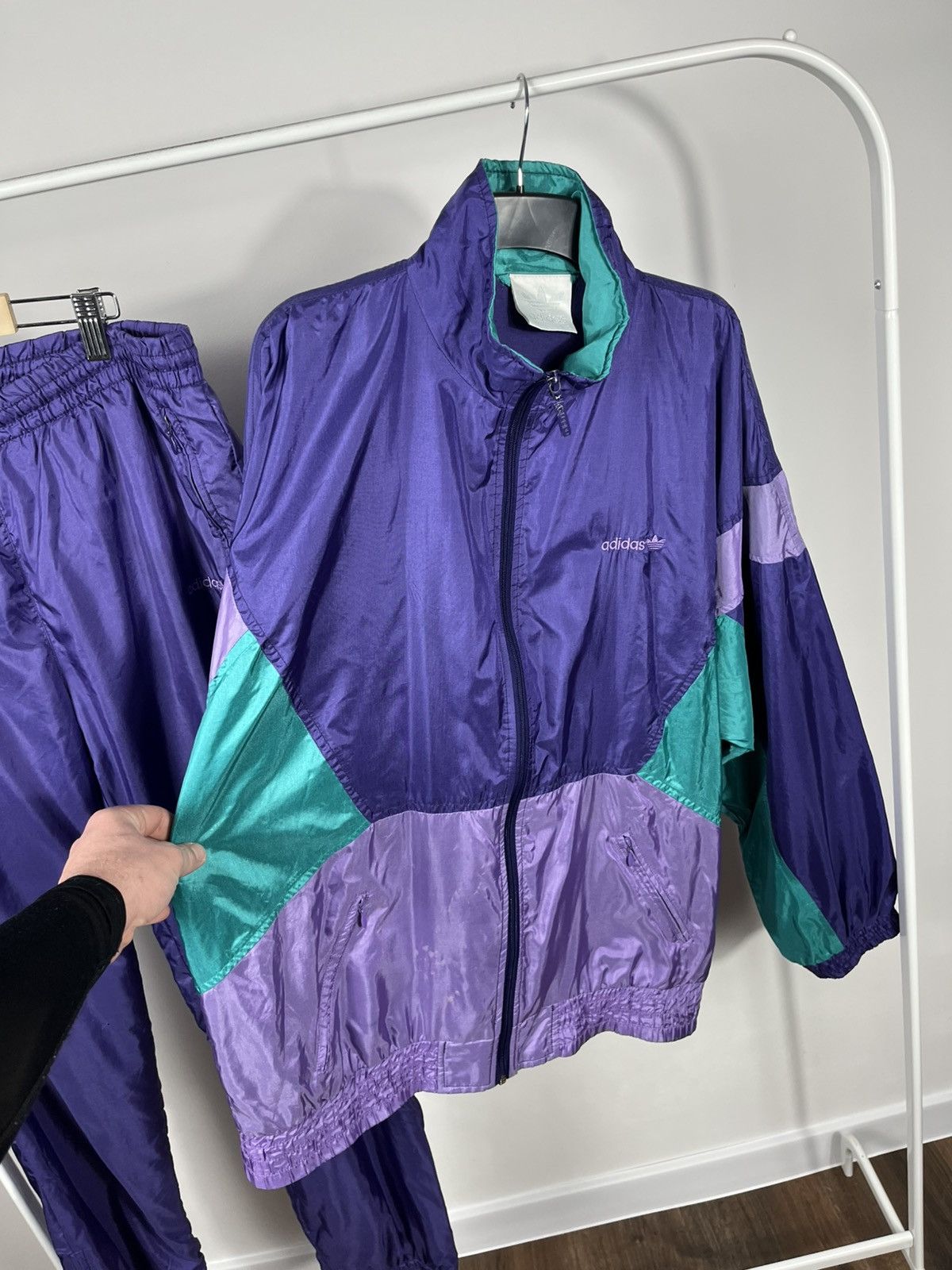 Adidas Vintage Adidas Purple Track Suit Windbreaker Jacket Pants Size US XL / EU 56 / 4 - 3 Thumbnail