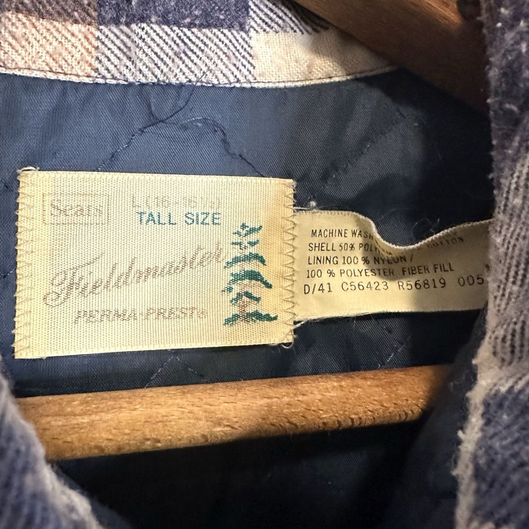 Sears VINTAGE Sears Fieldmaster Flannel Shirt Jacket Pocket Large Tall 16 Plaid Blue Size US L / EU 52-54 / 3 - 5 Thumbnail