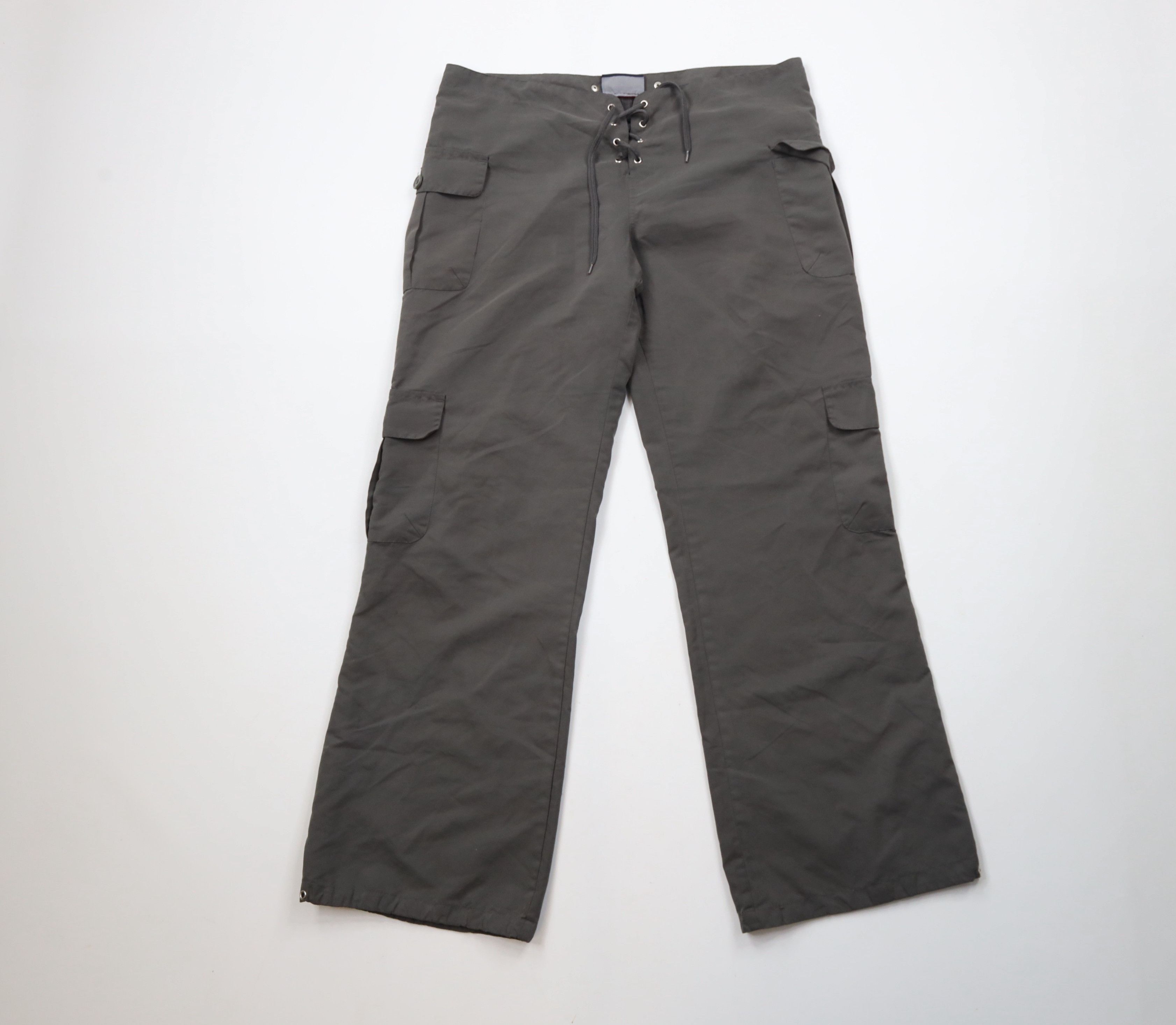 Vintage Vintage 90s Y2K Baggy Wide Leg Cargo Pants Polyester Gray Size 32" / US 10 / IT 46 - 1 Thumbnail