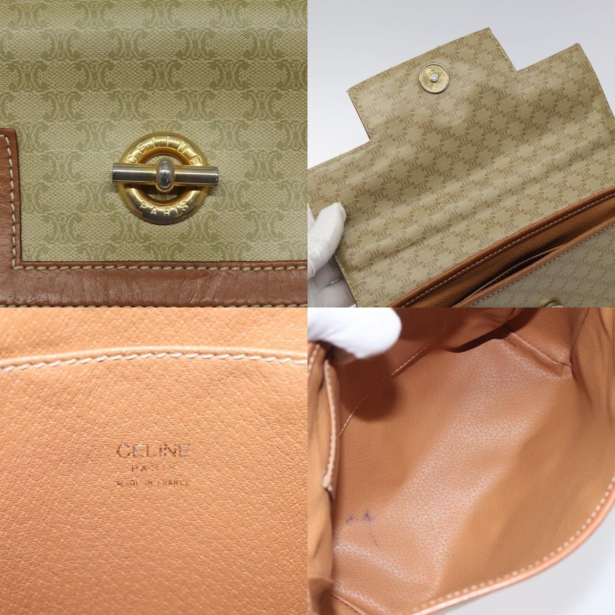 Celine CELINE Macadam Canvas Hand Bag Pvc Beige Gold Size ONE SIZE - 11 Thumbnail