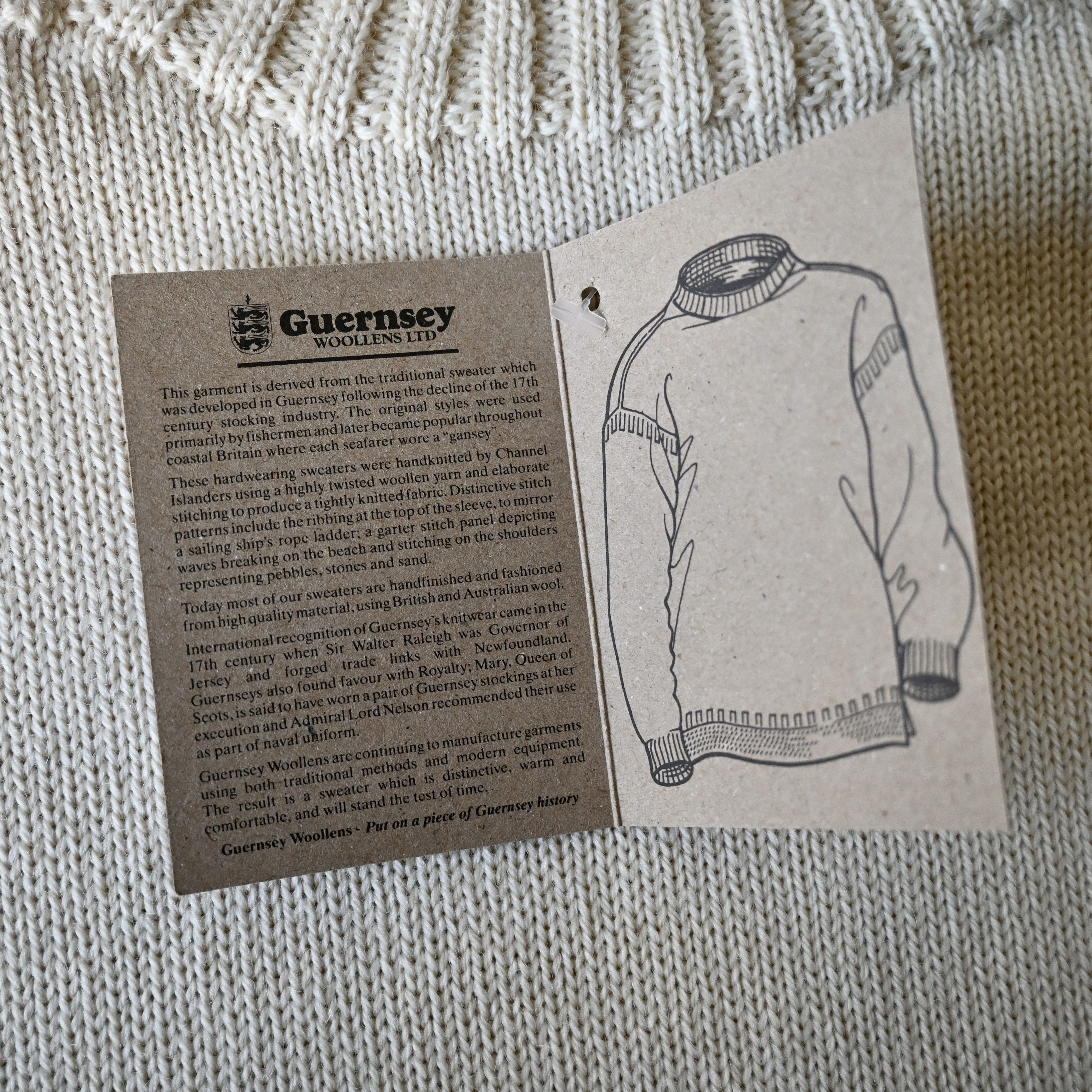 Other UNUSED, Guernsey Woollens traditional jumper, cream Size US XL / EU 56 / 4 - 11 Thumbnail