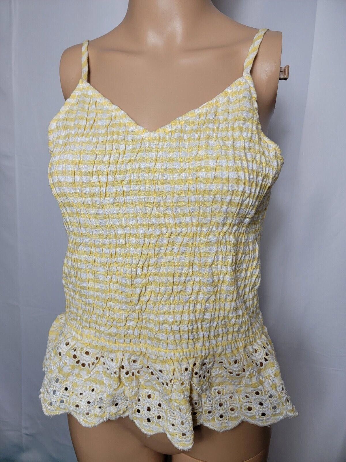 Designer Sim And Sam Womens Top Striped Gigham Spaghetti Strap Large Size L / US 10 / IT 46 - 2 Thumbnail