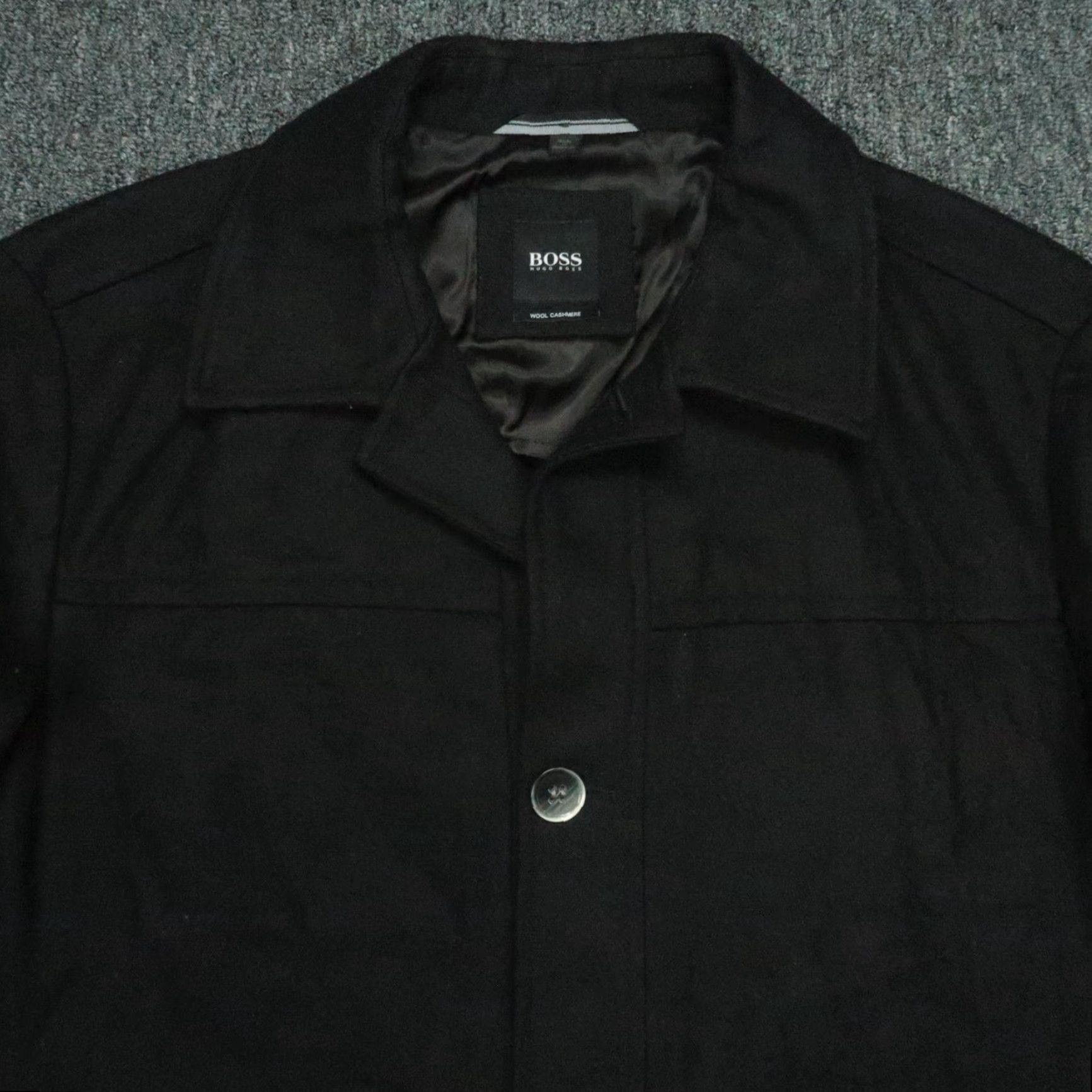 Hugo Boss HUGO BOSS Jacket Mens Large Black Wool Cashmere Car Coat Minimalist Pockets 46R Size US L / EU 52-54 / 3 - 2 Thumbnail