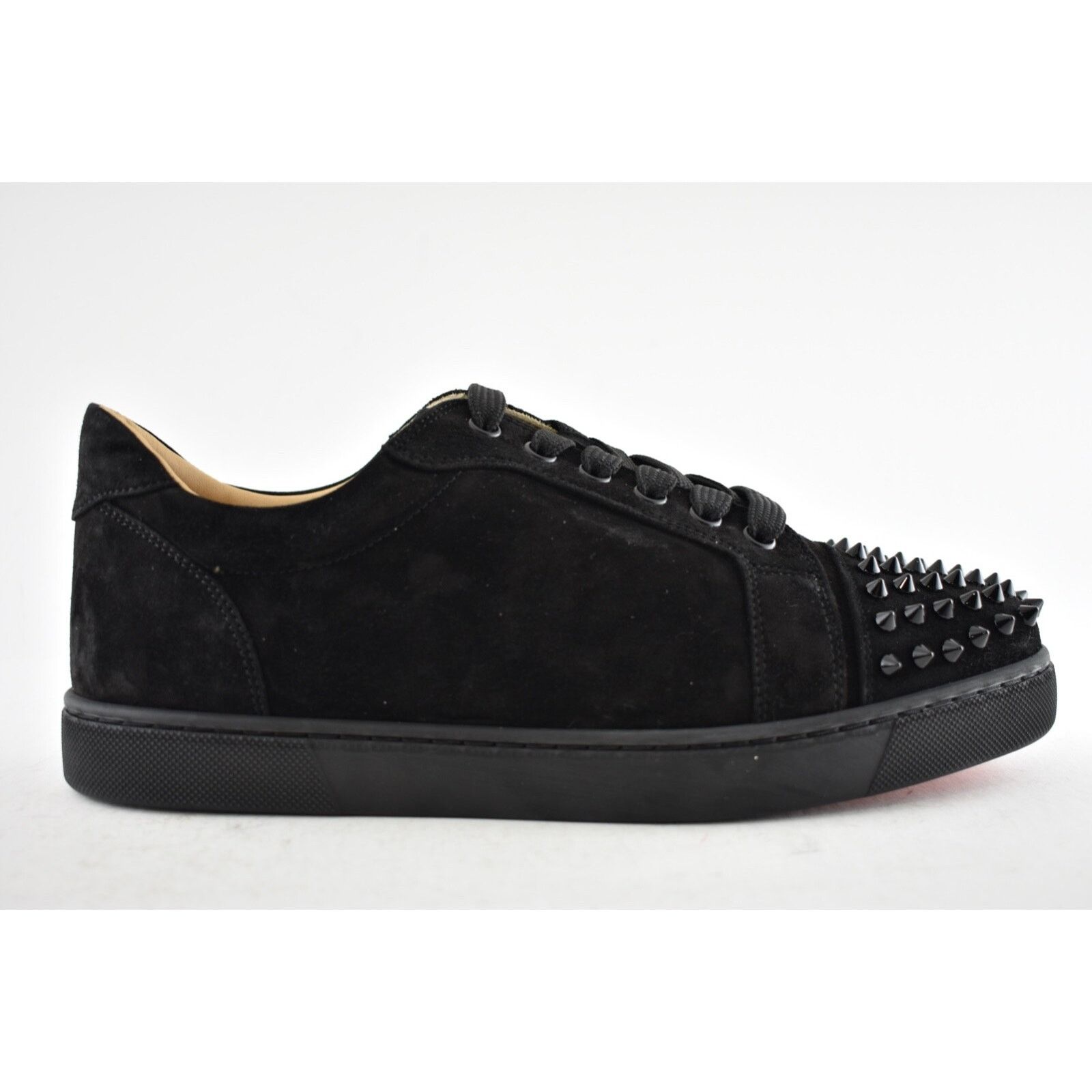 Christian Louboutin Vieira Spikes Flat Black Suede Lace Up Low Top Sneaker 40.5 Size US 10.5 / IT 40.5 - 2 Thumbnail