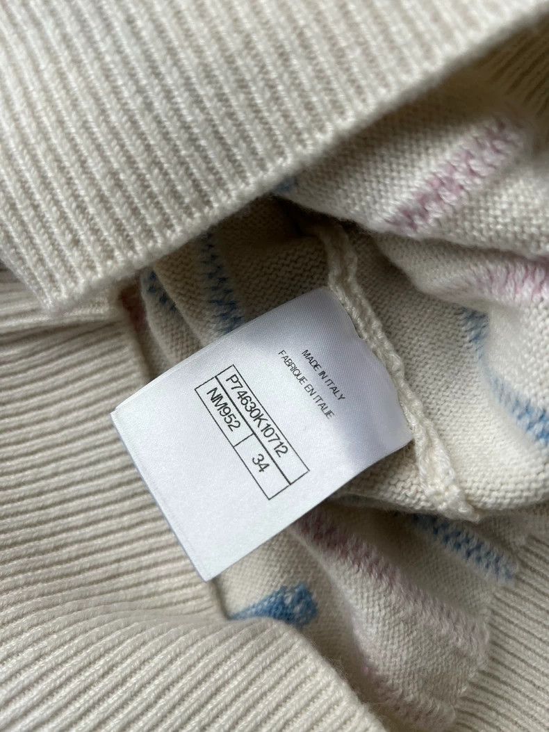 Chanel Chanel Beige striped logo embroidered cashmere lapel short Size XXS / US 00 / IT 34 - 5 Thumbnail