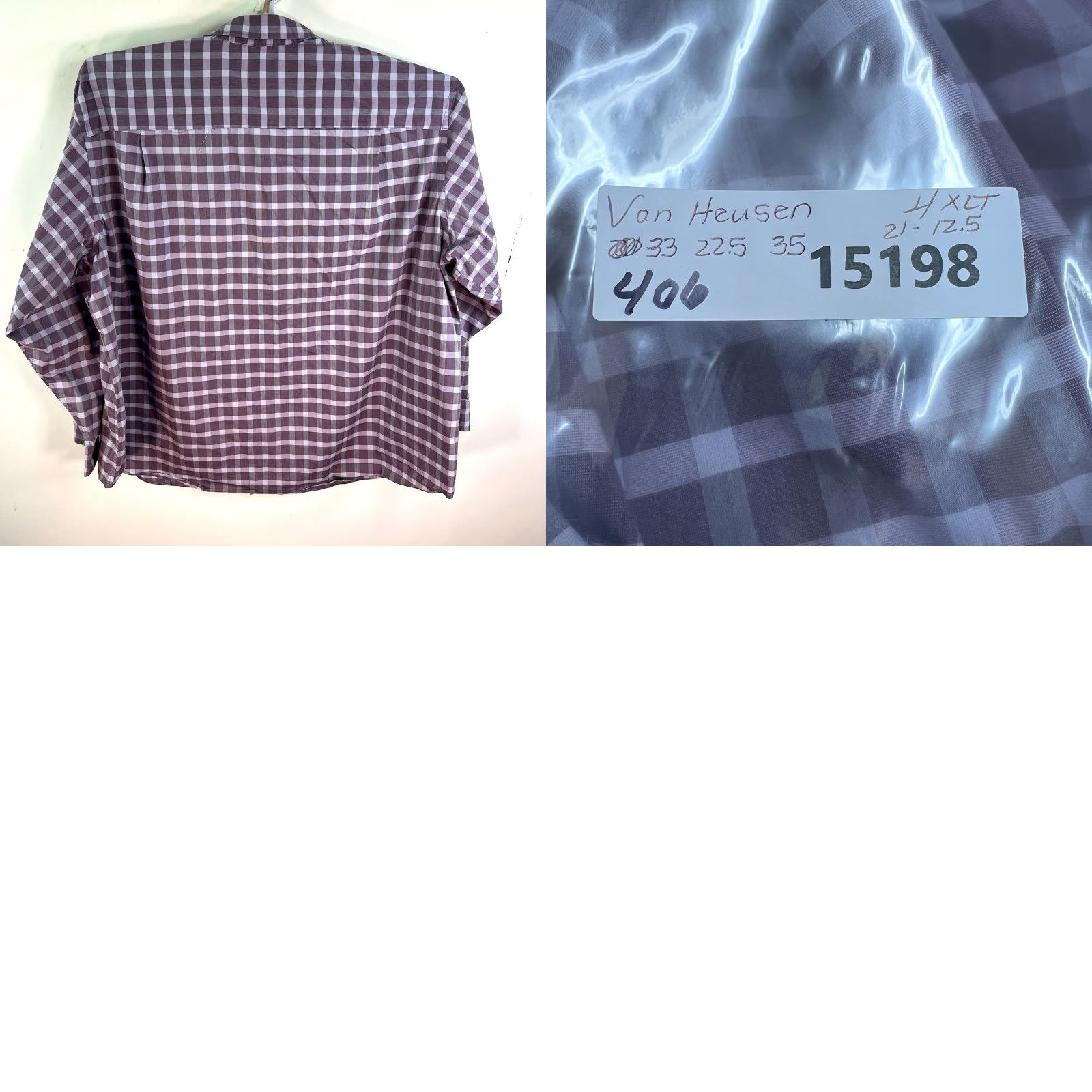 Van Heusen Van Heusen Plaid Button-Up Shirt 4XLT Purple Cotton Blend Stretch Mens Classic Long Sleeve Size US XXL / EU 58 / 5 - 8 Thumbnail
