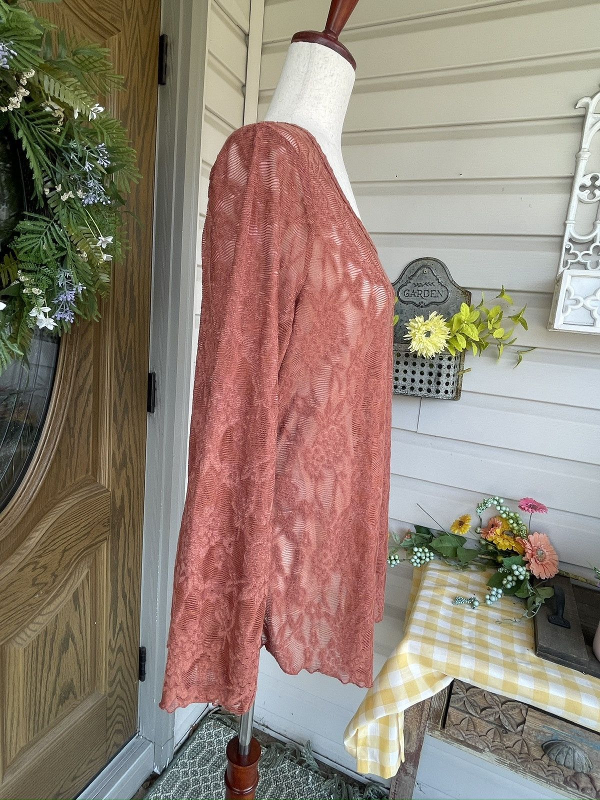 Other Maurices Rust RTV 24/7 Long Sleeve Lace Tee Size L / US 10 / IT 46 - 4 Thumbnail