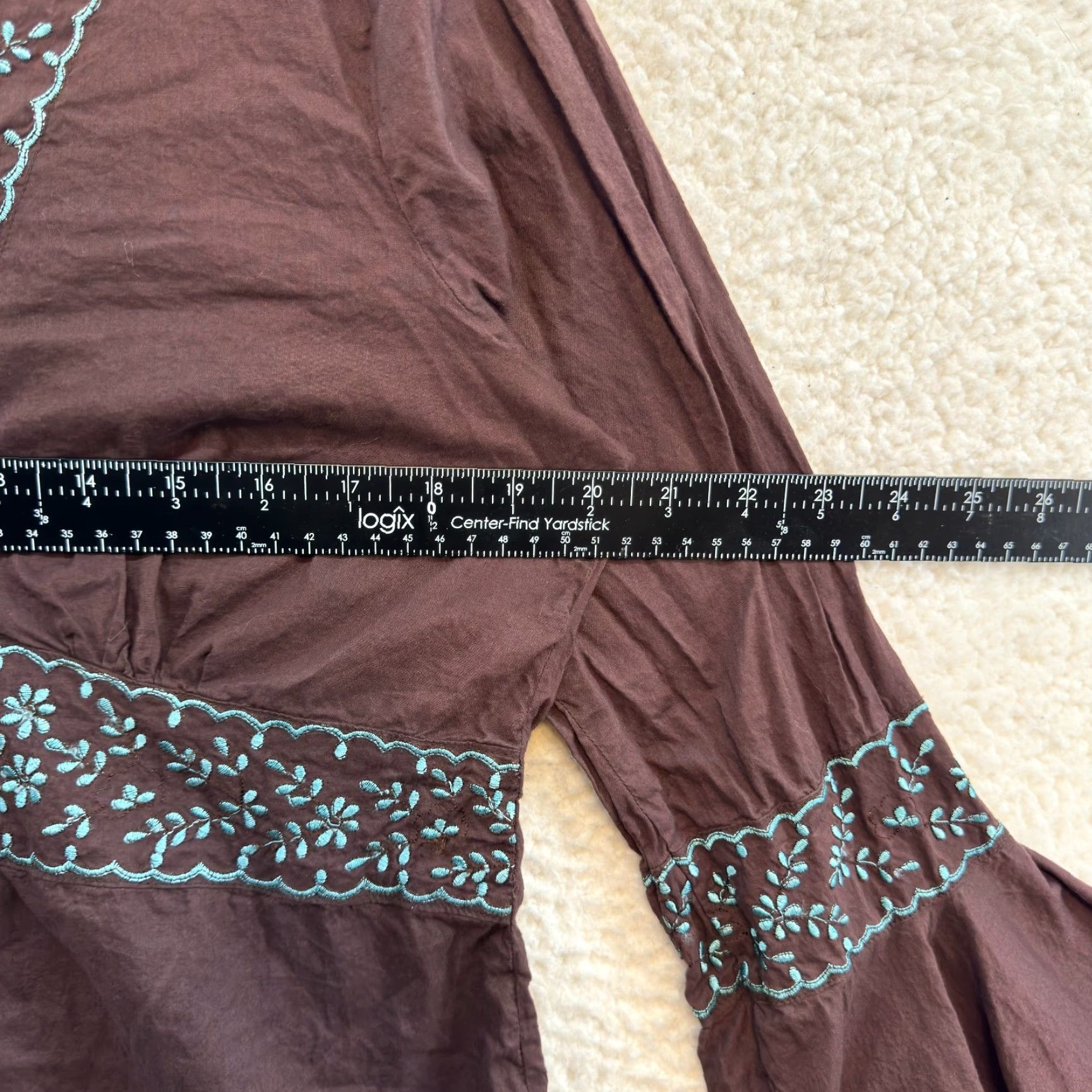 Faded Glory VINTAGE Y2K Top Large Brown Flare Sleeve Boho Fairy Grunge Bohemian Hippy Shirt L Brown Mens/Womens? Size L / US 10 / IT 46 - 6 Thumbnail
