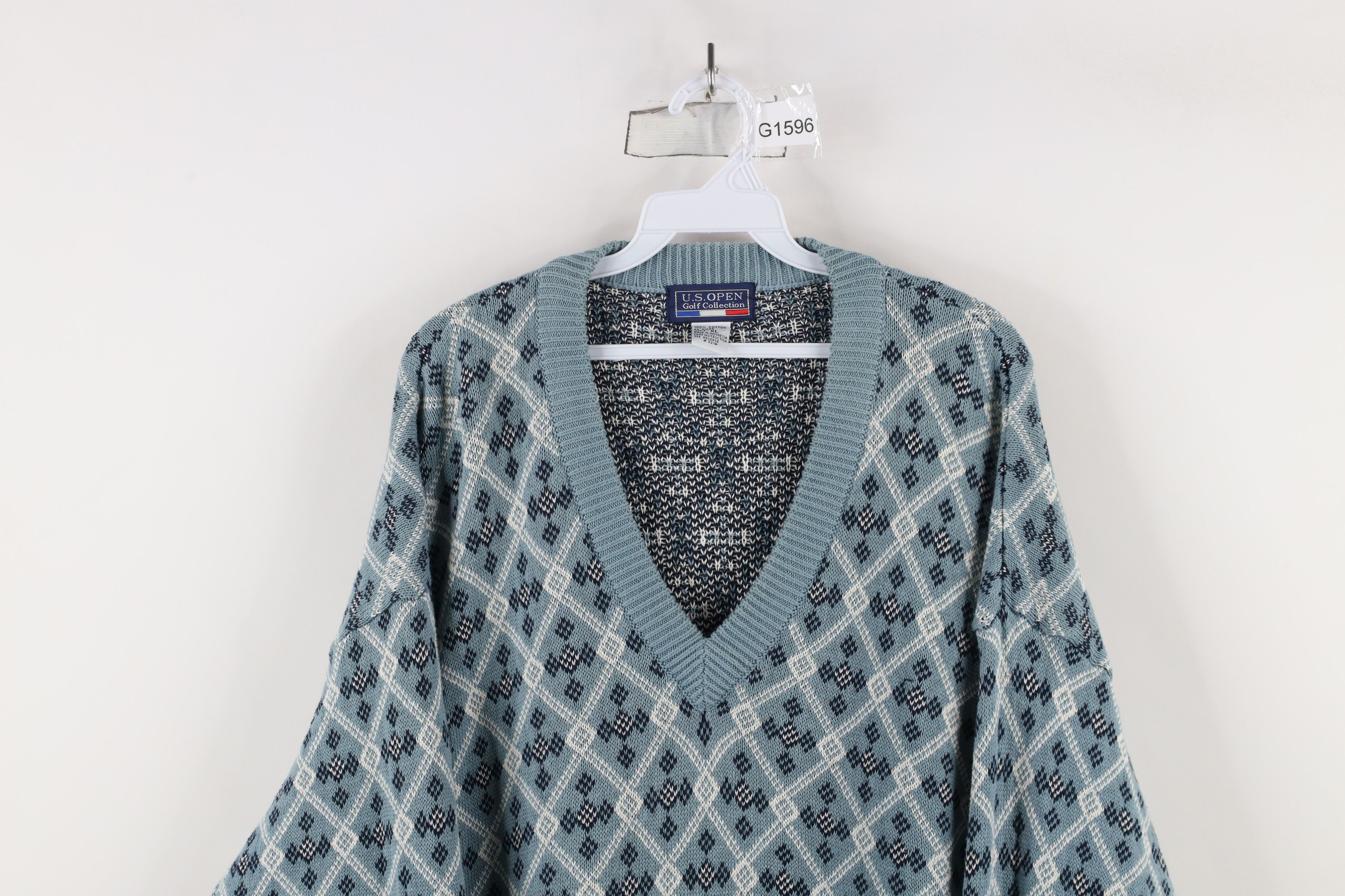 Vintage Vintage 90s US Open Golf Cotton Knit Argyle Diamond Sweater Size US XL / EU 56 / 4 - 2 Thumbnail