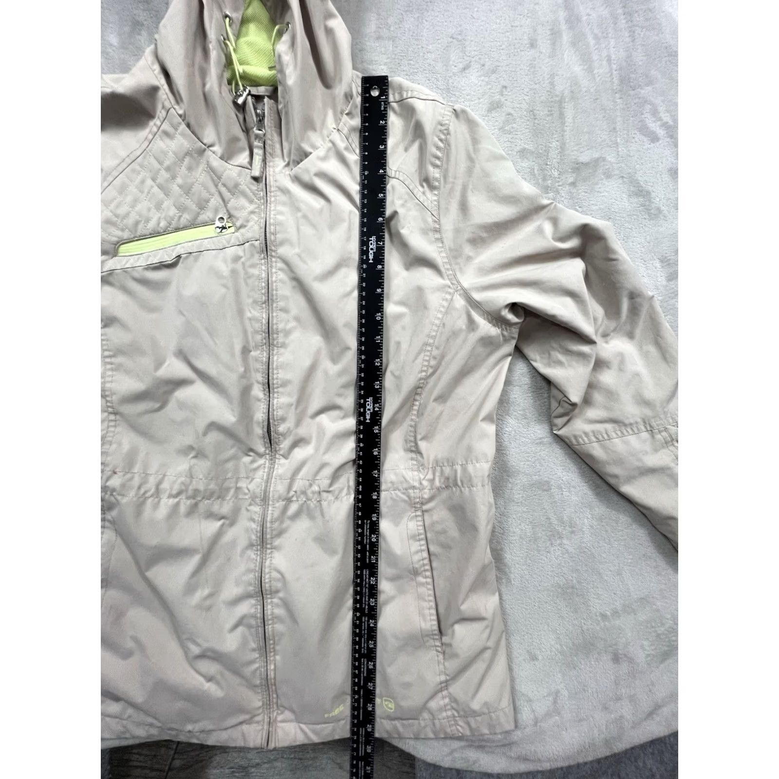 Free Country Free Country Rain Coat Jacket Womens Hooded XL Tan/Neon Yellow Rain Coat Zipper Polyester Coat Size XL / US 12-14 / IT 48-50 - 5 Thumbnail