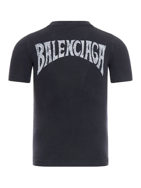 Balenciaga o1w1db11225 Paris Tropical Fitted T-Shirt in Black Size US XXS / EU 40 - 2 Thumbnail