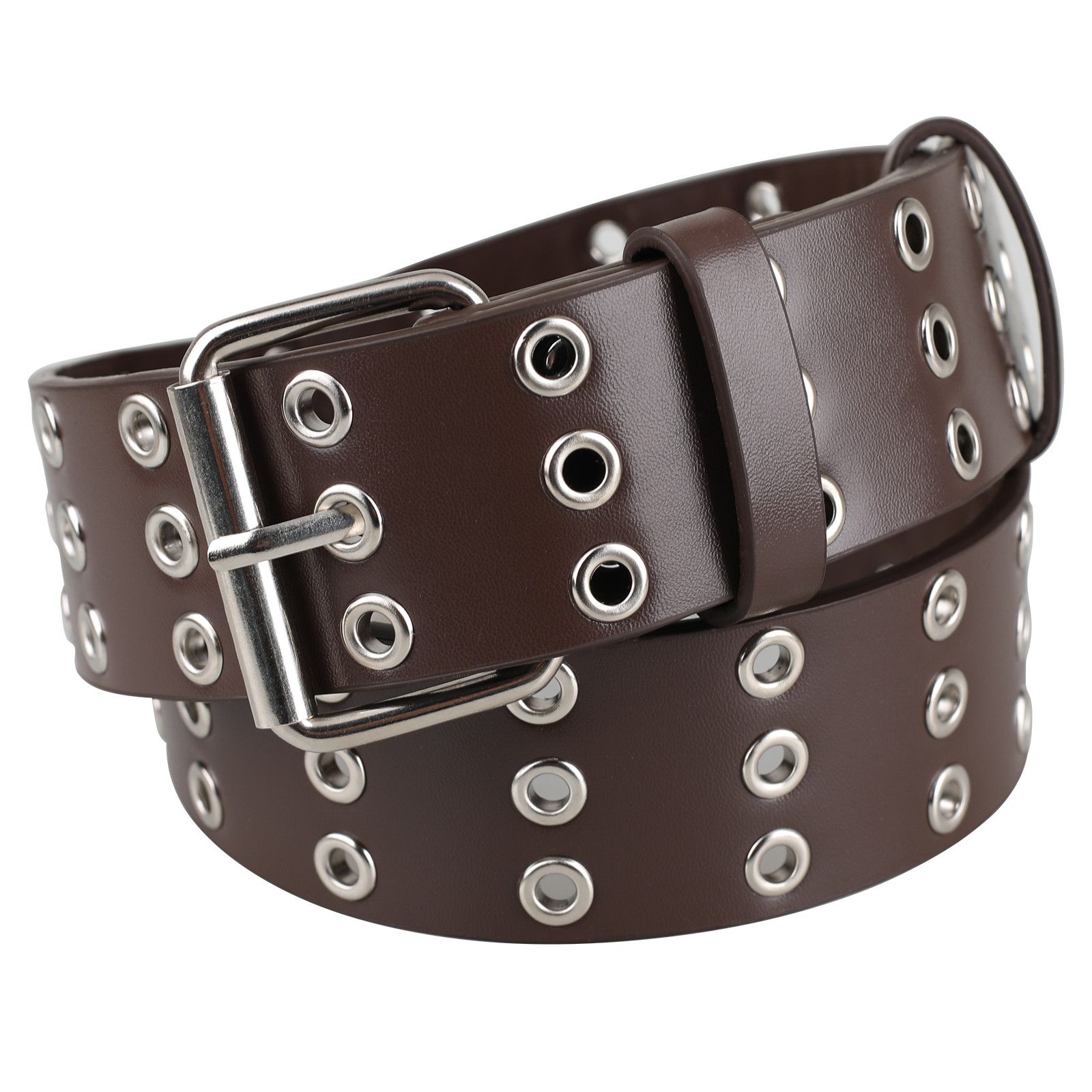 Designer Dark Vintage Belt Riveted Belts Menswear Accessories Size ONE SIZE - 5 Thumbnail