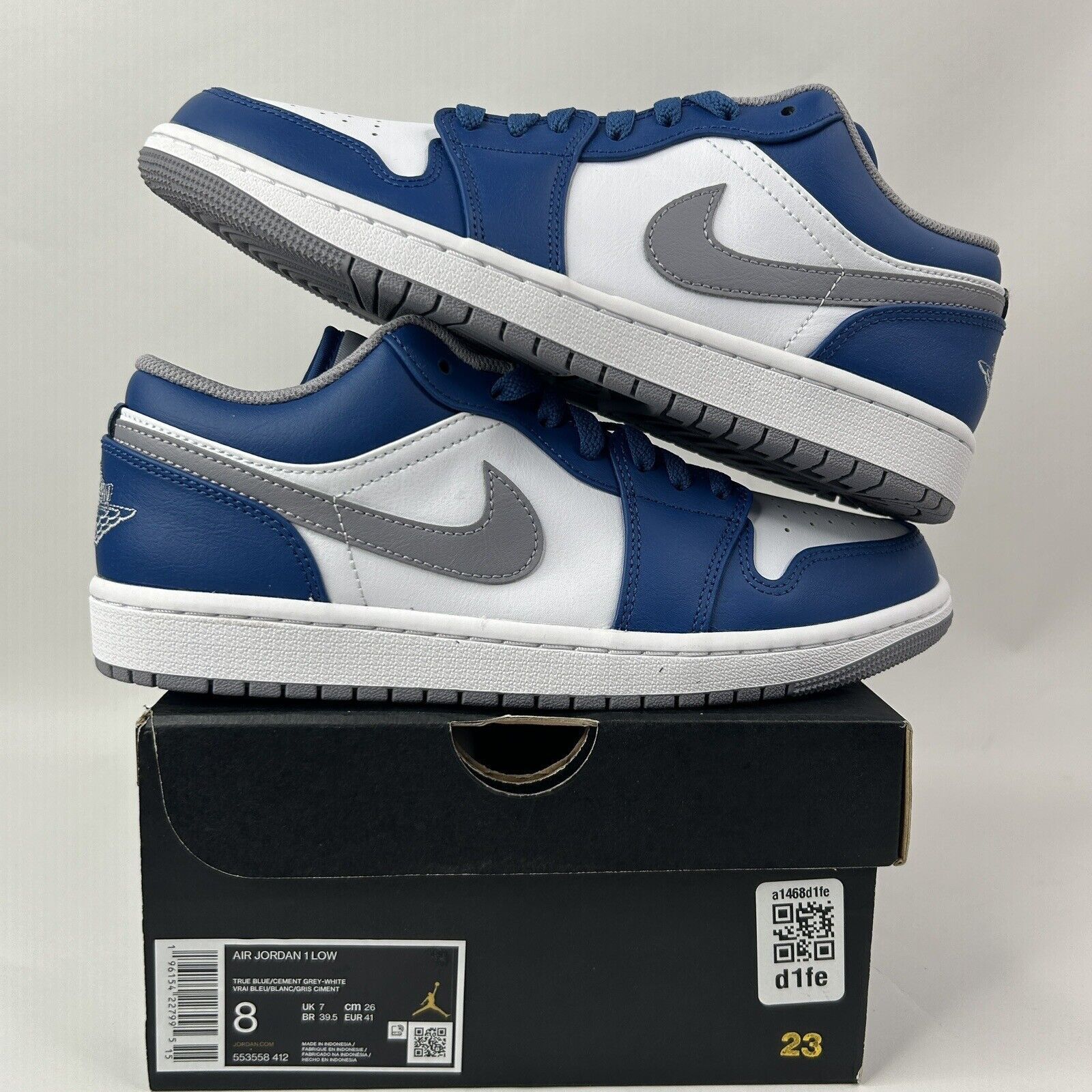 Nike Nike Air Jordan 1 Retro Low “True Blue/Cement Grey” 2024 Size US 8 / EU 41 - 1 Thumbnail
