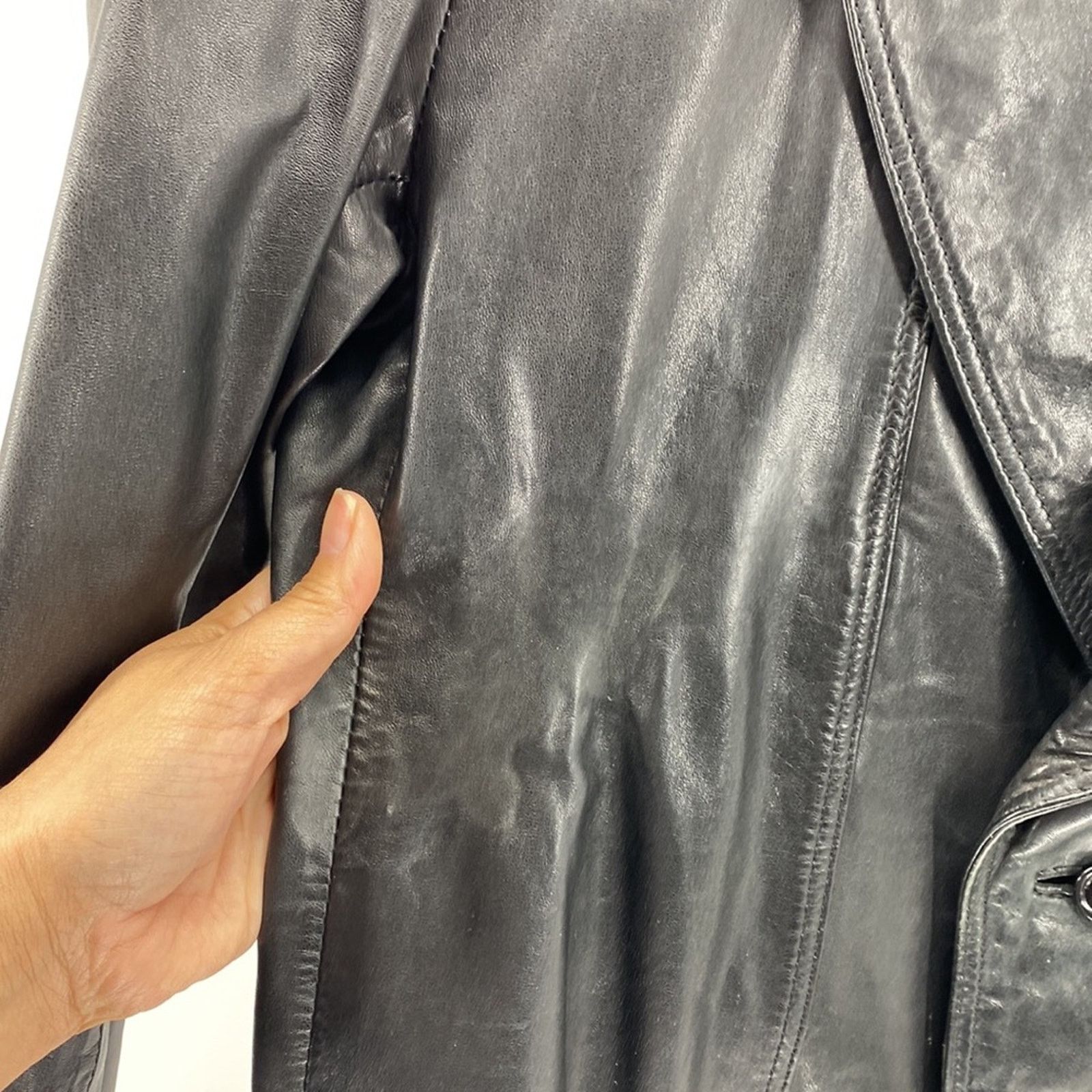 Vintage Vintage AB Flip Holm black leather double breasted jacket Size M / US 6-8 / IT 42-44 - 4 Thumbnail