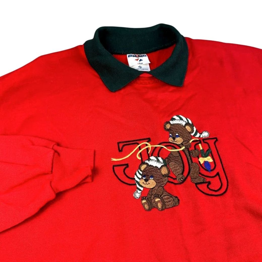 Jerzees VINTAGE JERZEES Sweatshirt Women's XL Red Christmas Preppy Pullover 90s 80s Teddybear Womens Size XL / US 12-14 / IT 48-50 - 2 Thumbnail