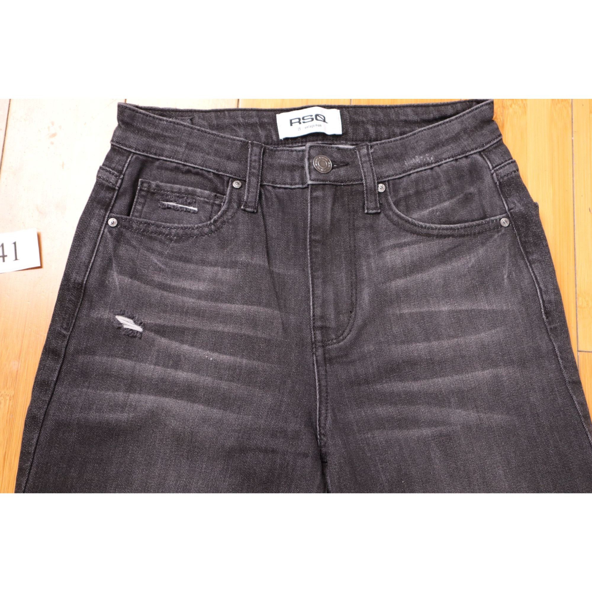 Rsq RSQ Vintage Mom Jeans - Size 25 - Distressed Black High Rise Size 25" / US 0 / IT 36 - 3 Thumbnail