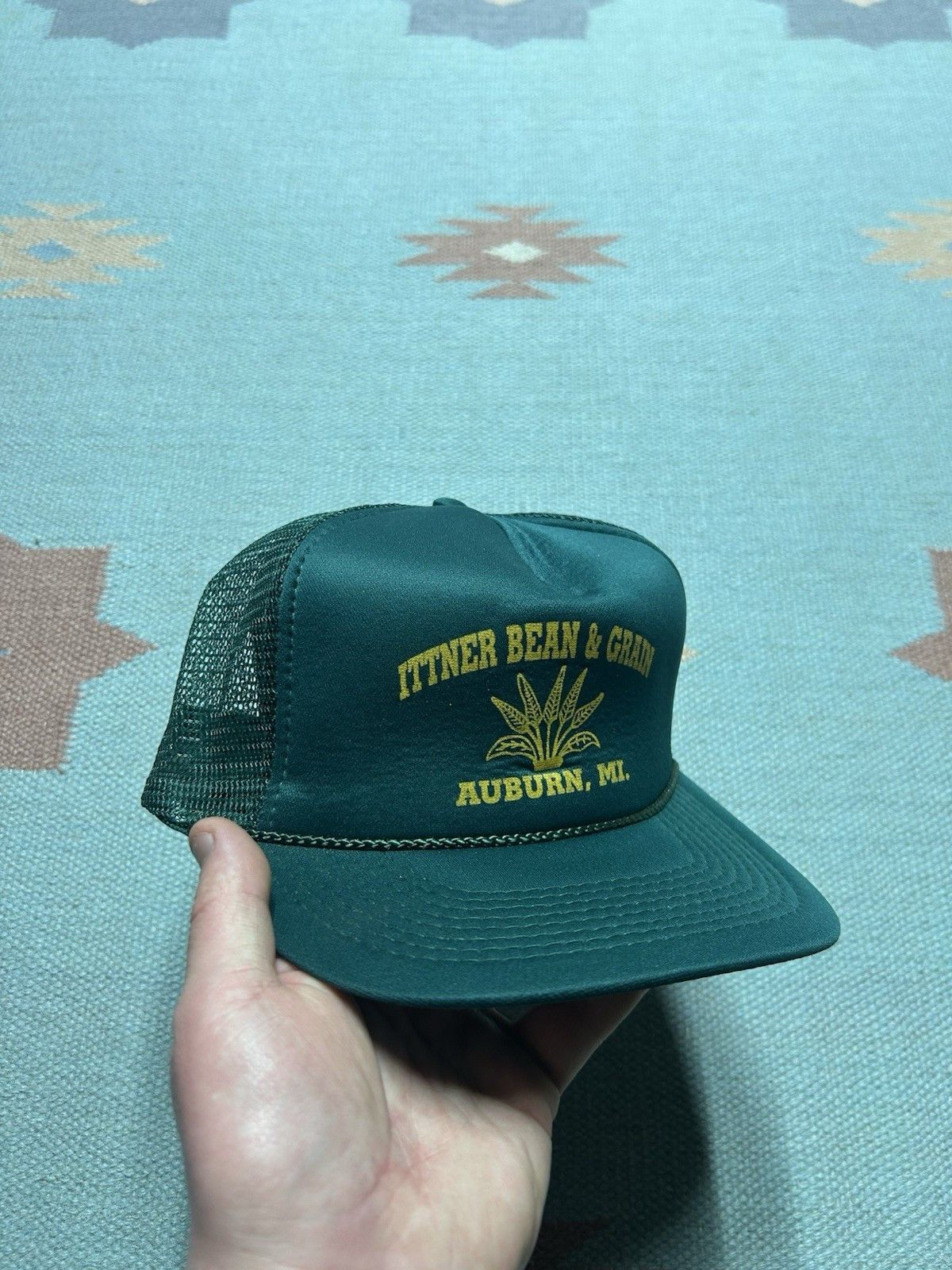 Vintage Vtg trucker hat cap Ittner bean & grain auburn Michigan farm Size ONE SIZE - 1 Thumbnail