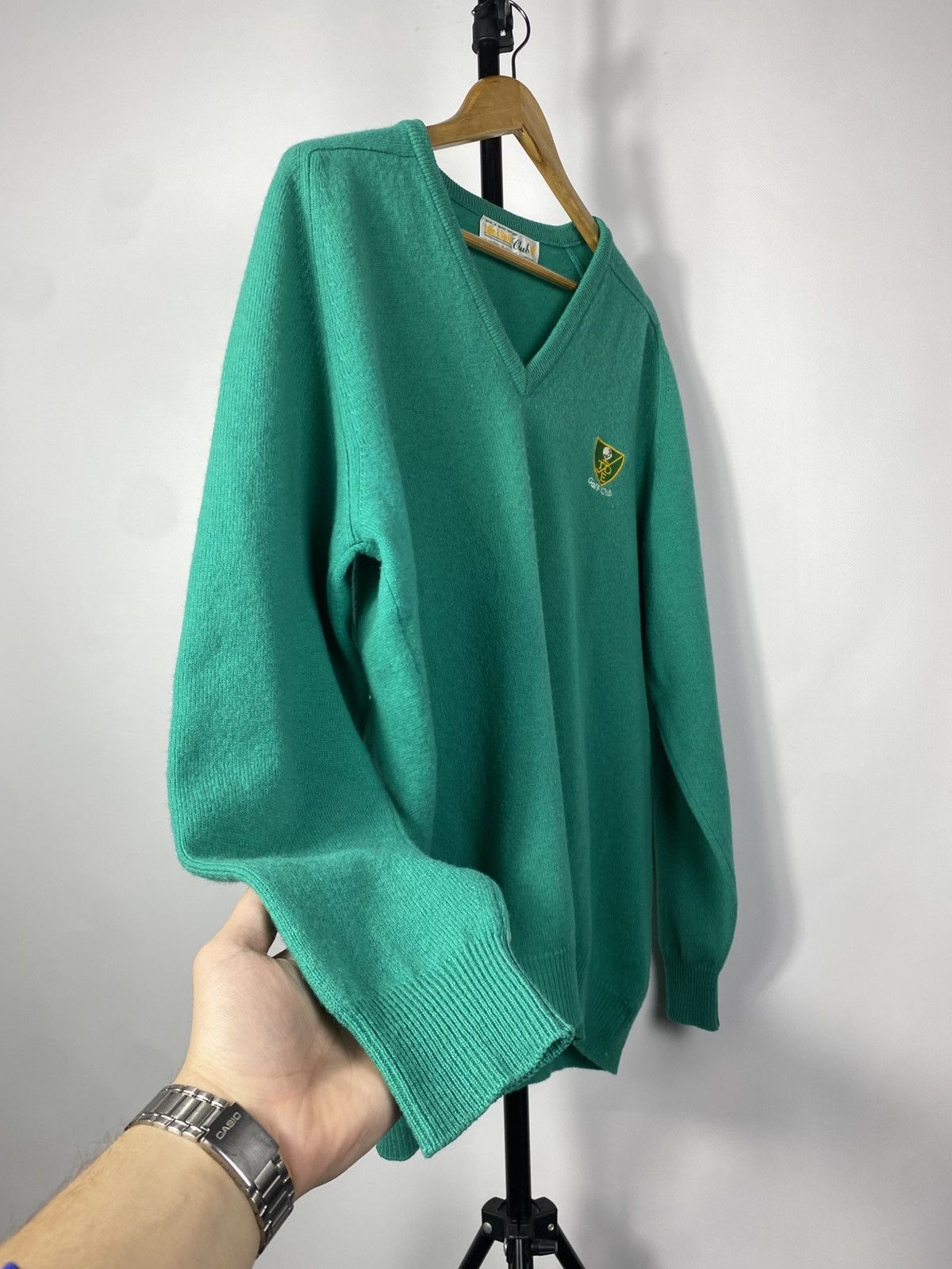 Lyle & Scott × Vintage 90s Vintage LYLE & Scott Golf Print Wool Sweater Size US L / EU 52-54 / 3 - 2 Thumbnail