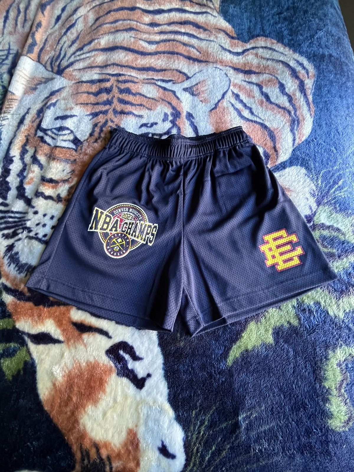 image of Eric Emanuel Nuggets Championship Shorts in Navy, Men's (Size 34)