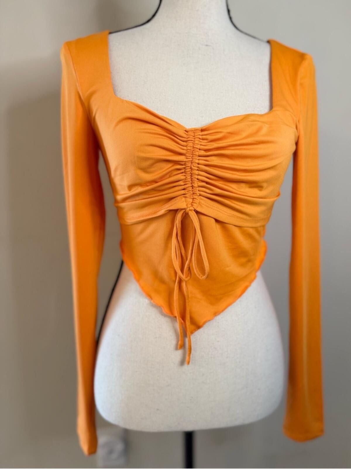 Other Princess Polly orange crop top ruching long sleeves SZ 6 Size M / US 6-8 / IT 42-44 - 1 Thumbnail