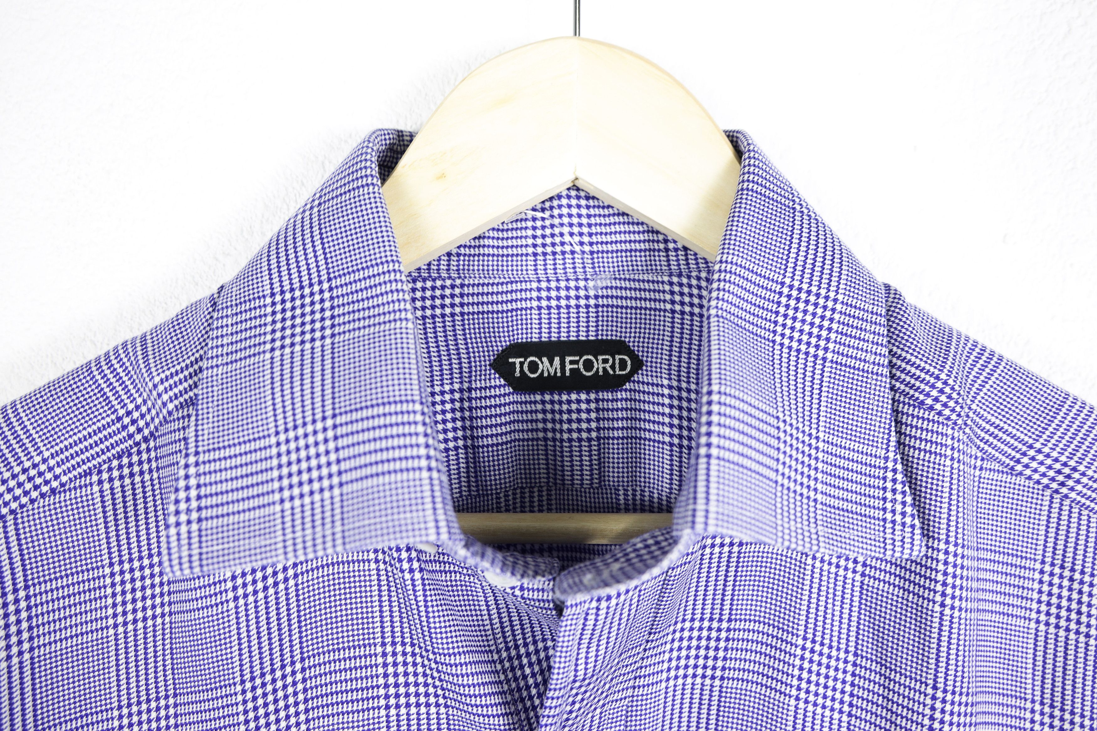 Tom Ford Tom Ford Blue Houndstooth Plaid Check Formal Classic Shirt Size US XL / EU 56 / 4 - 3 Thumbnail
