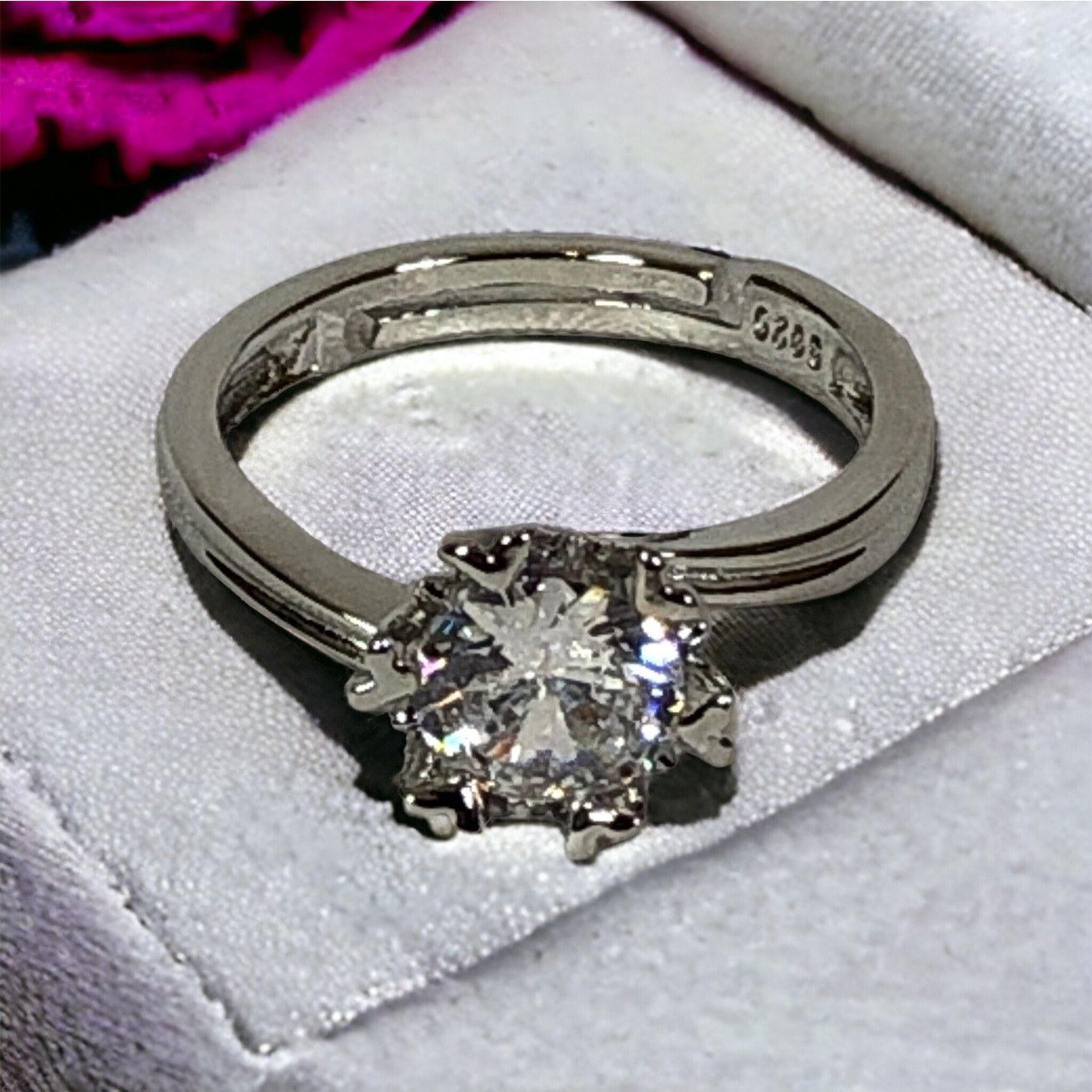 Other Cubic Zirconia Sterling Silver Ring Heart Prongs Adjustable Size ONE SIZE - 1 Thumbnail