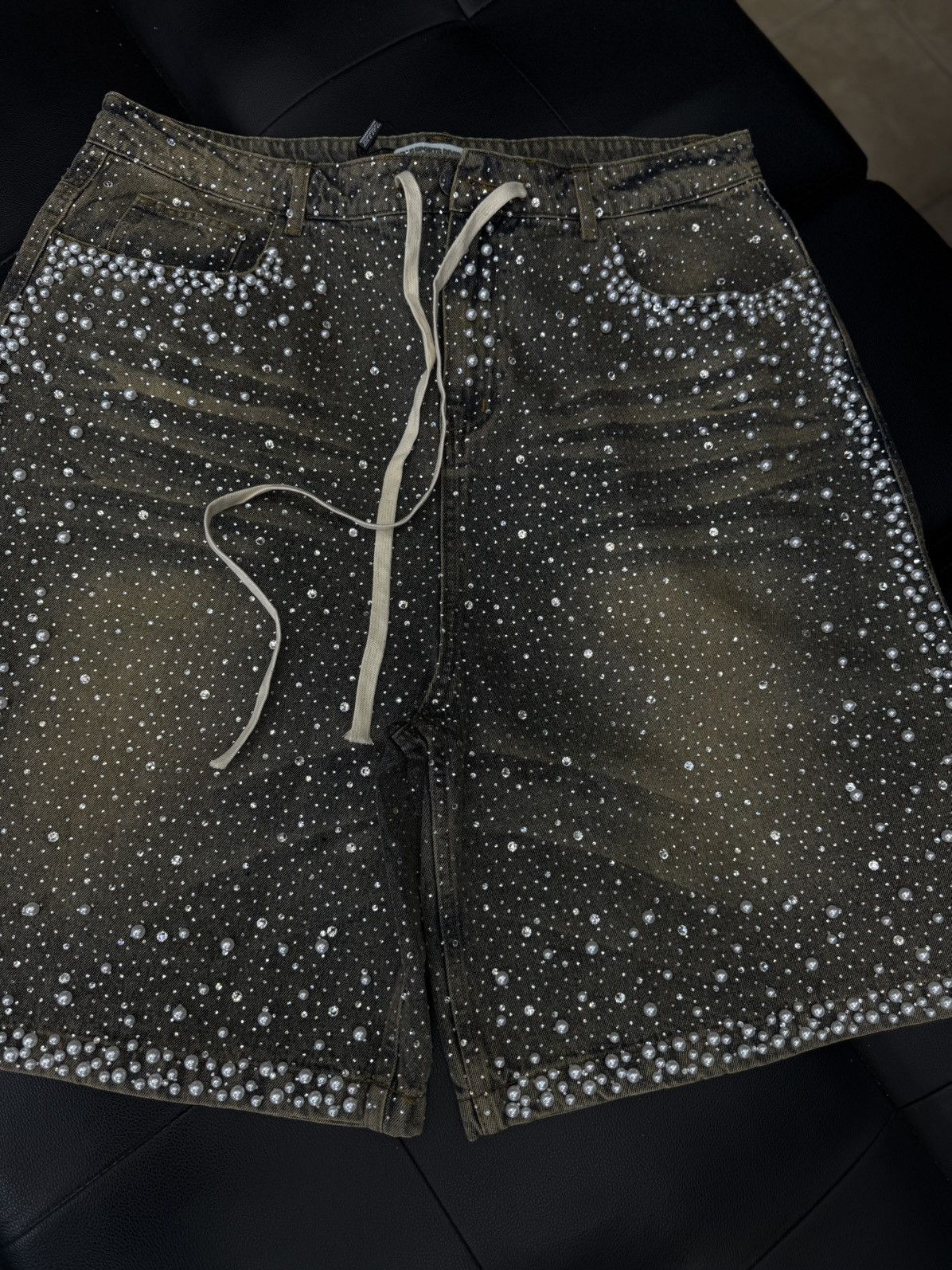 Vale Vale Valley Denim Blue Rhinestone Shorts Size 36 (NEW) Size US 36 / EU 52 - 5 Thumbnail