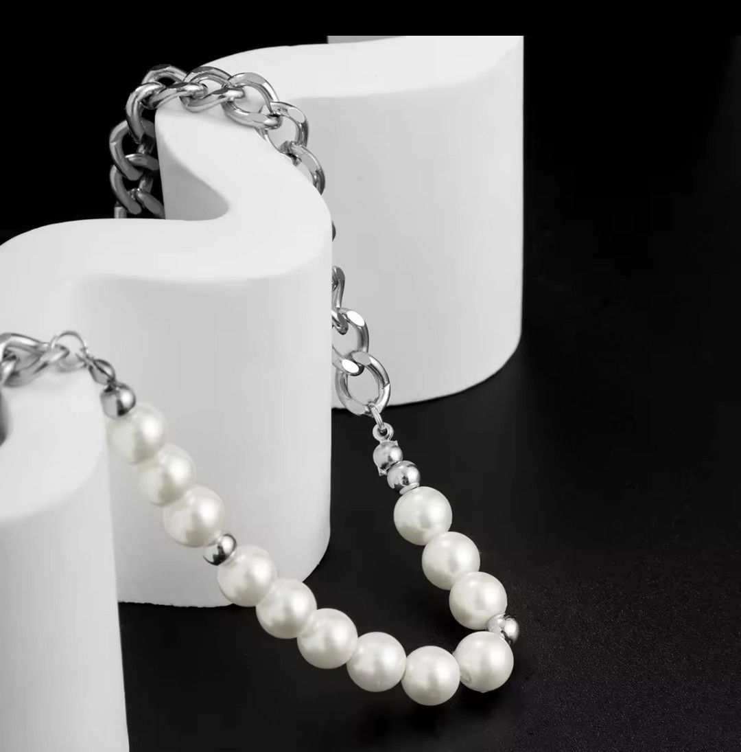 Other Hip Hop Cuban Asymmetrical Imitation Pearl Necklace Size ONE SIZE - 5 Thumbnail