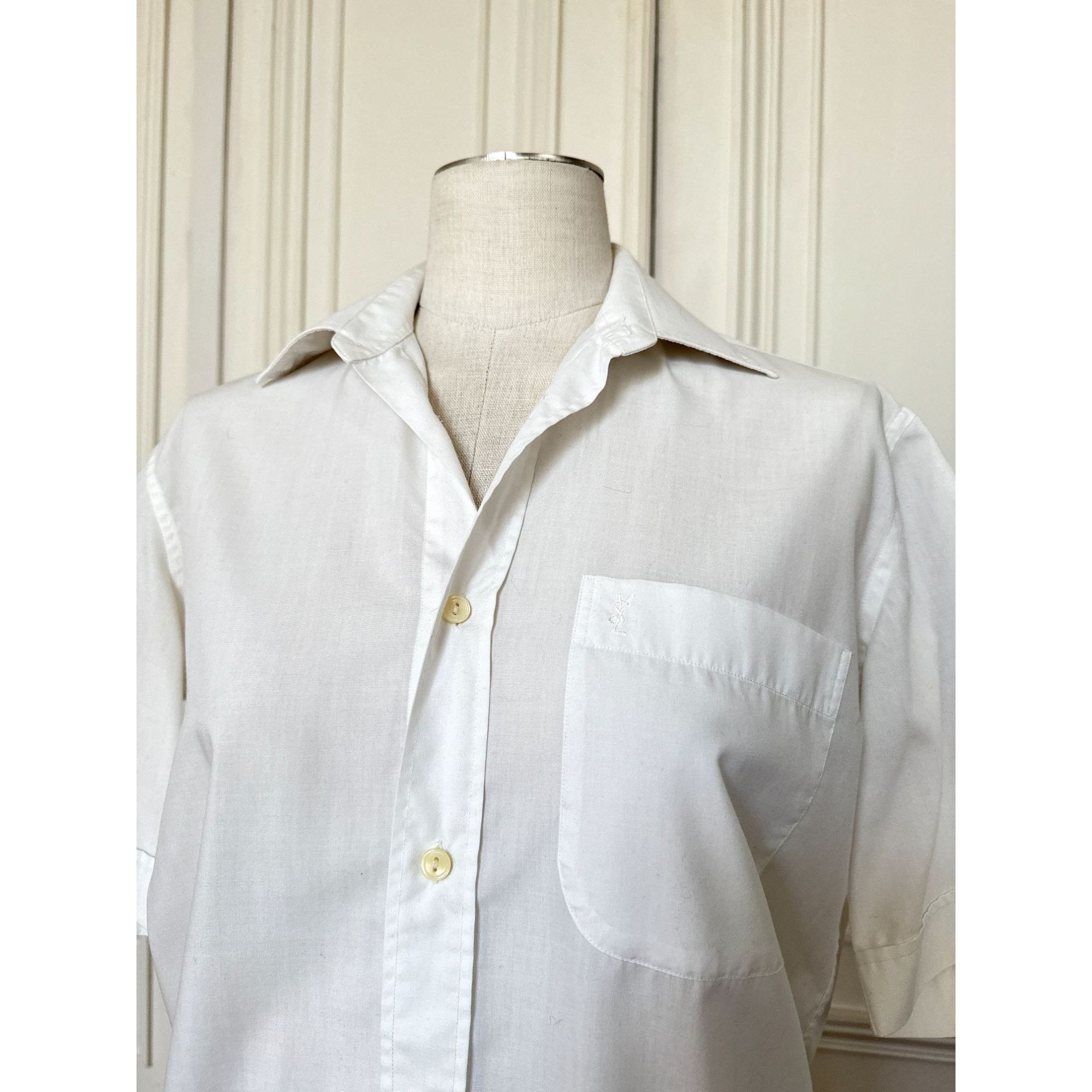 Yves Saint Laurent Vintage White Cotton Shirt Size M / US 6-8 / IT 42-44 - 2 Thumbnail