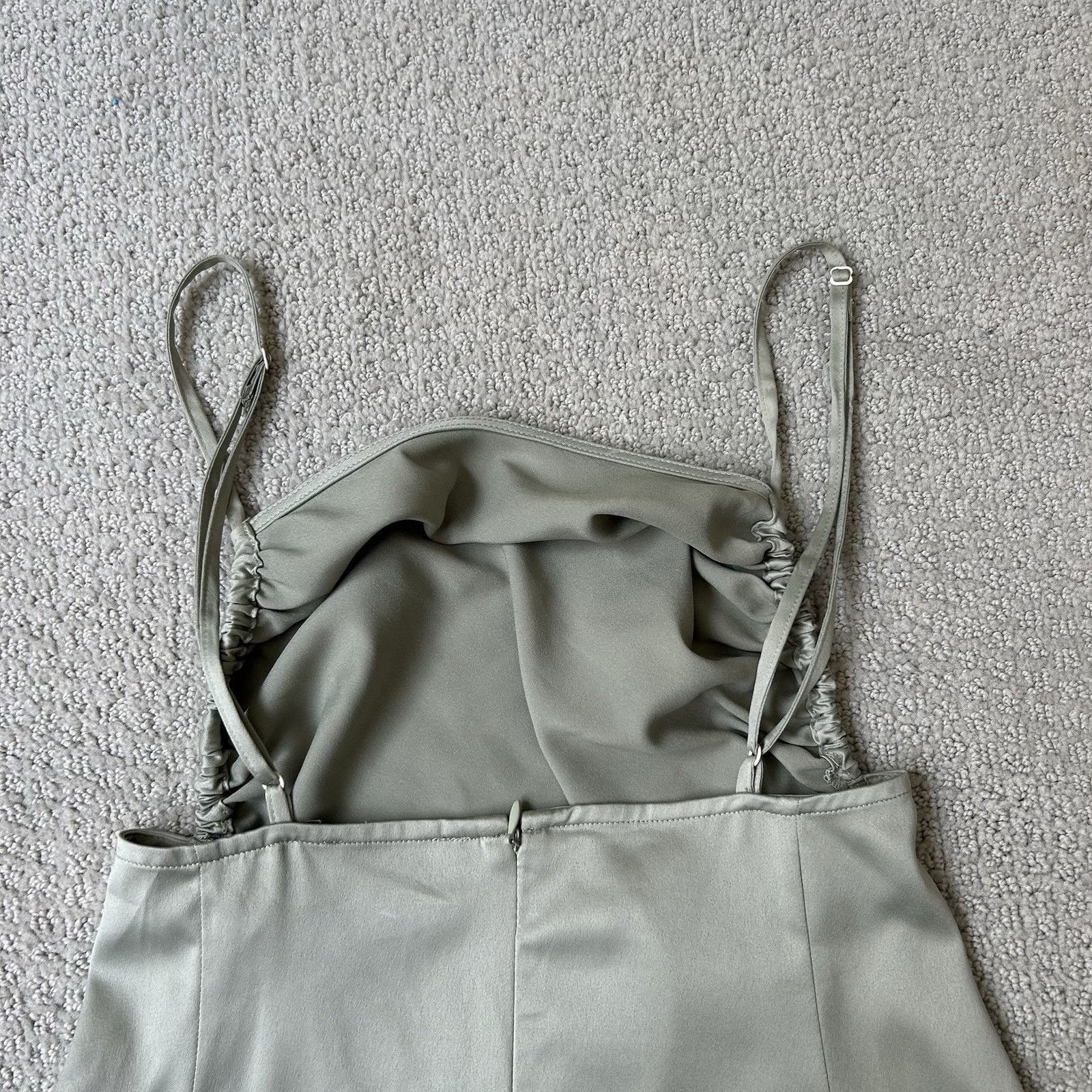 WeWoreWhat Danielle Bernstein Revolve Womens Green Satin Ruched Slip Mi Size XS / US 0-2 / IT 36-38 - 13 Thumbnail