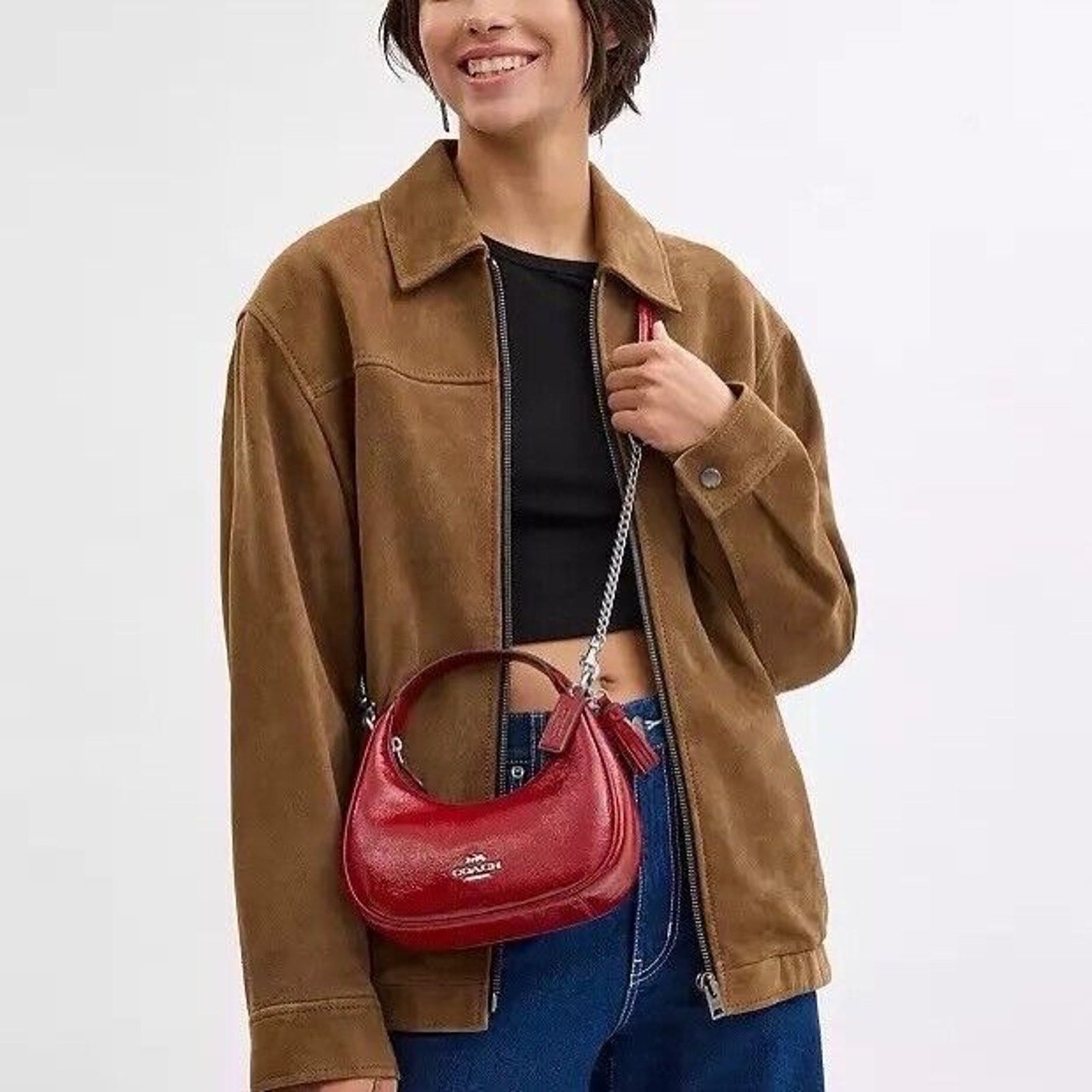 Coach NWT Coach CW036 Carmen Mini Crossbody Bag red silver Size ONE SIZE - 3 Thumbnail