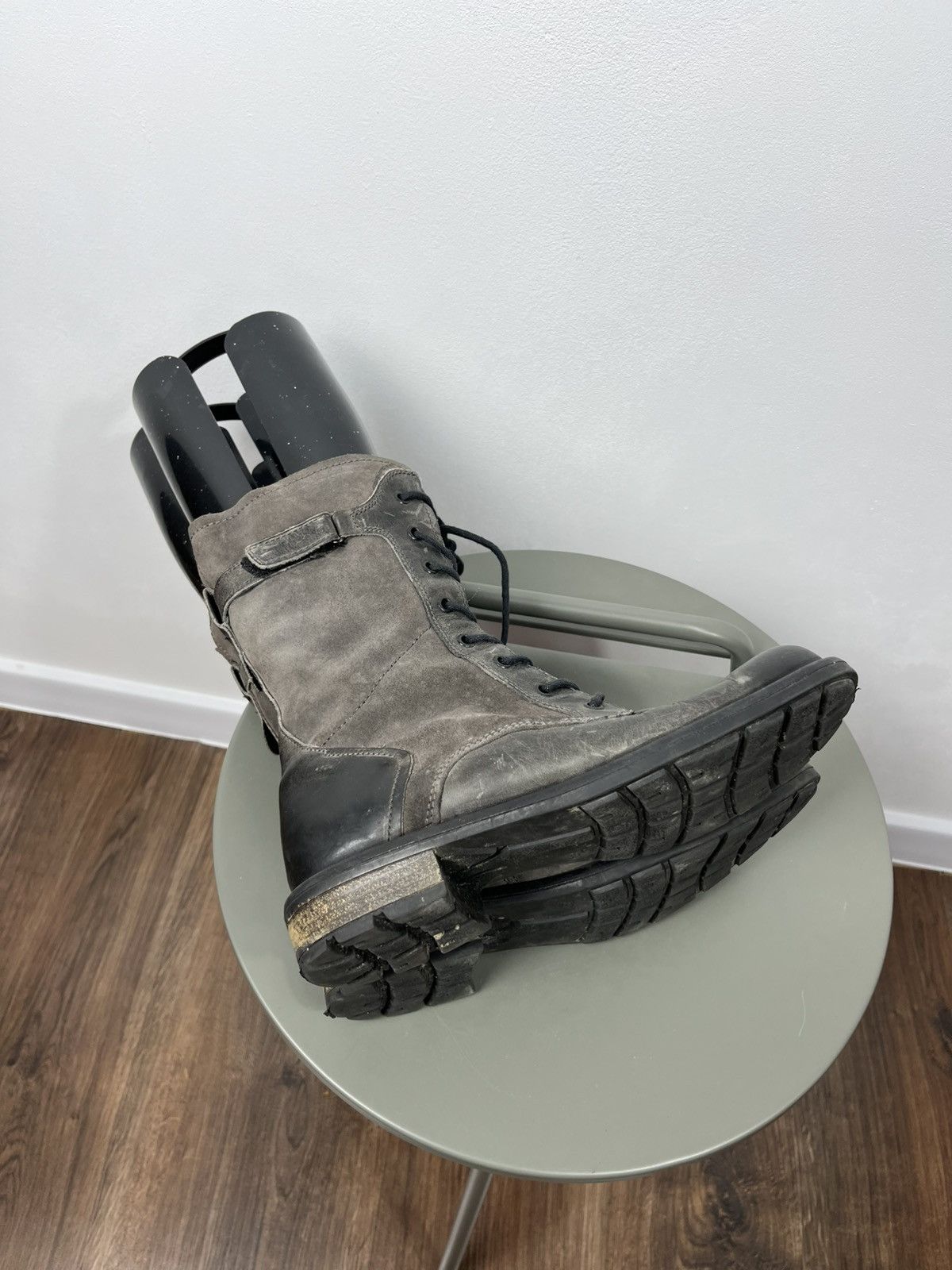 Other Gray Distressed Leather Lace-Up Avant-Garde Boots Size 39 Size US 8.5 / IT 38.5 - 12 Thumbnail