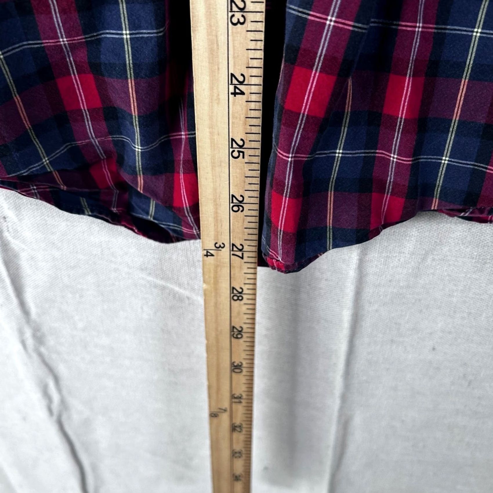 J.Crew VINTAGE J.CREW Mens Slim Plaid Button-Down Shirt Red Navy Blue Cotton M Size US M / EU 48-50 / 2 - 5 Thumbnail