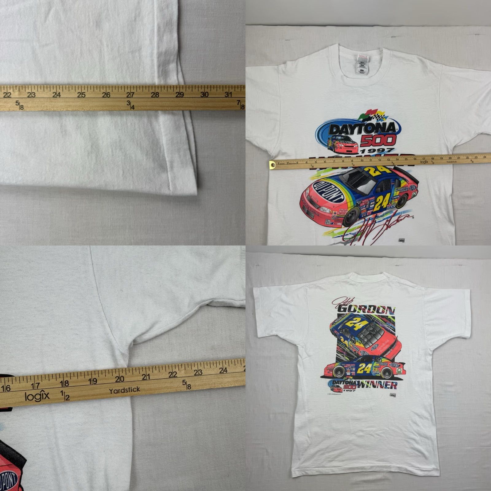Fruit Of The Loom VINTAGE Jeff Gordon T-Shirt Men Large White 90s Rainbow Daytona Winner Graphic Print Sports Size US L / EU 52-54 / 3 - 8 Thumbnail