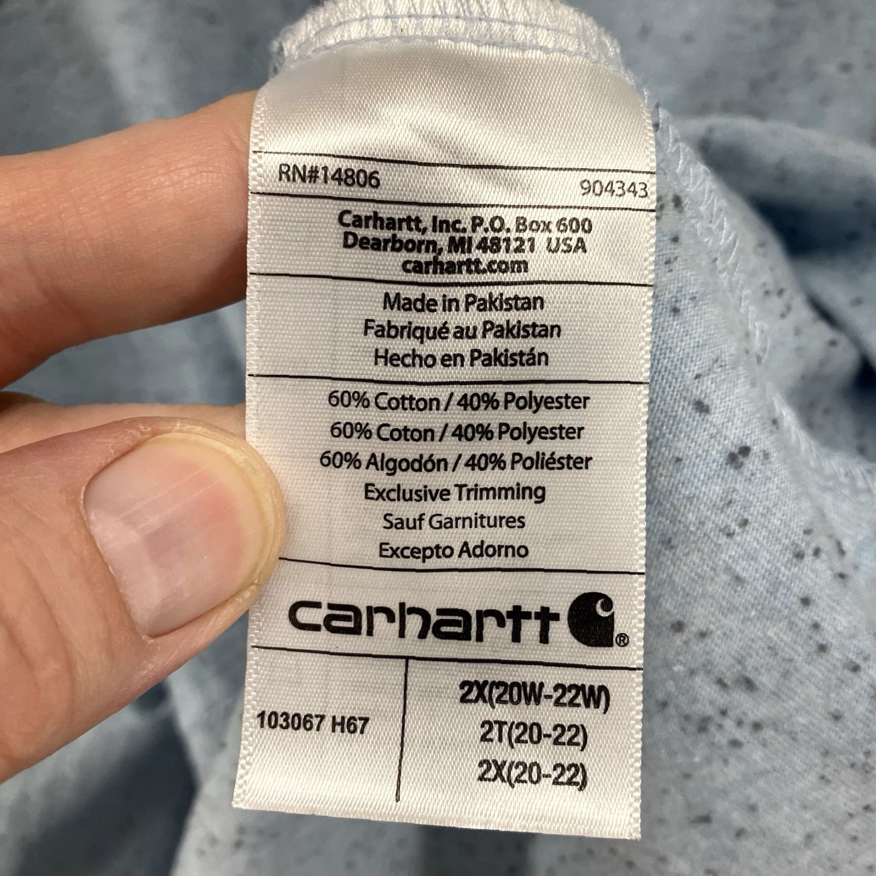 Carhartt Carhartt Woman's 2X T Shirt Loose Fit Pocket Speckled Powered Blue Size XXL / US 16-18 / IT 52-54 - 7 Thumbnail