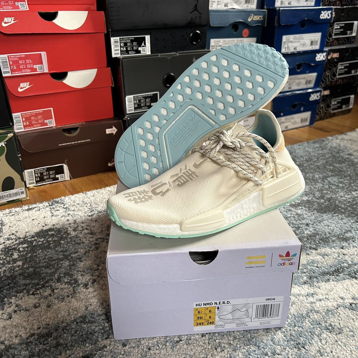 Adidas × Pharrell GW0246 HUMAN RACE NMD NERD CHALK WHiTE GLOW ORANGE MiNT Size US 8 / IT 38 - 3 Thumbnail