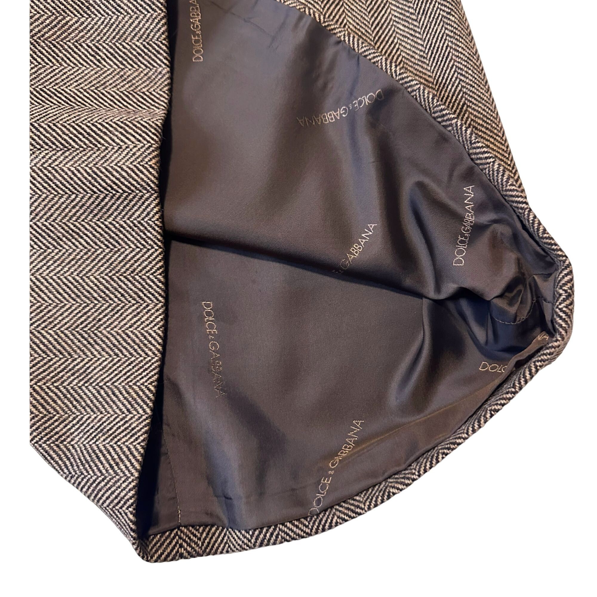Dolce & Gabbana Dolce & Gabbana Brown Herringbone Wool Pencil Skirt, Size 44 Size 30" / US 8 / IT 44 - 7 Thumbnail