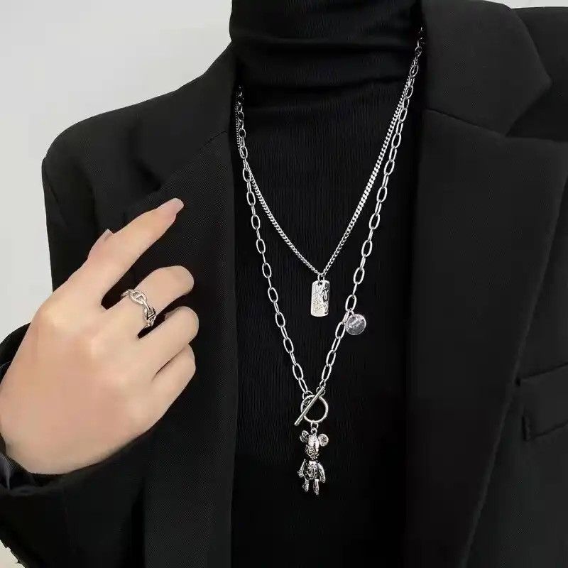 Jewelry × Vintage Vint Necklace Cold Wind Rabbit Pentagram Pendant Multi Layer Size ONE SIZE - 5 Thumbnail