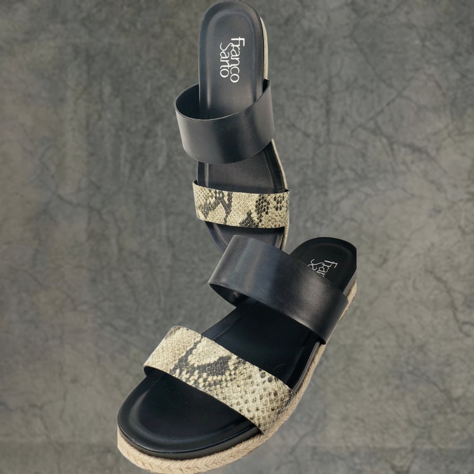Franco Sarto Franco Sarto Babs Snakeskin Slides Sandals Black Size 8.5 Espadrille Flats Womens Shoes Size US 9 / IT 39 - 1 Thumbnail
