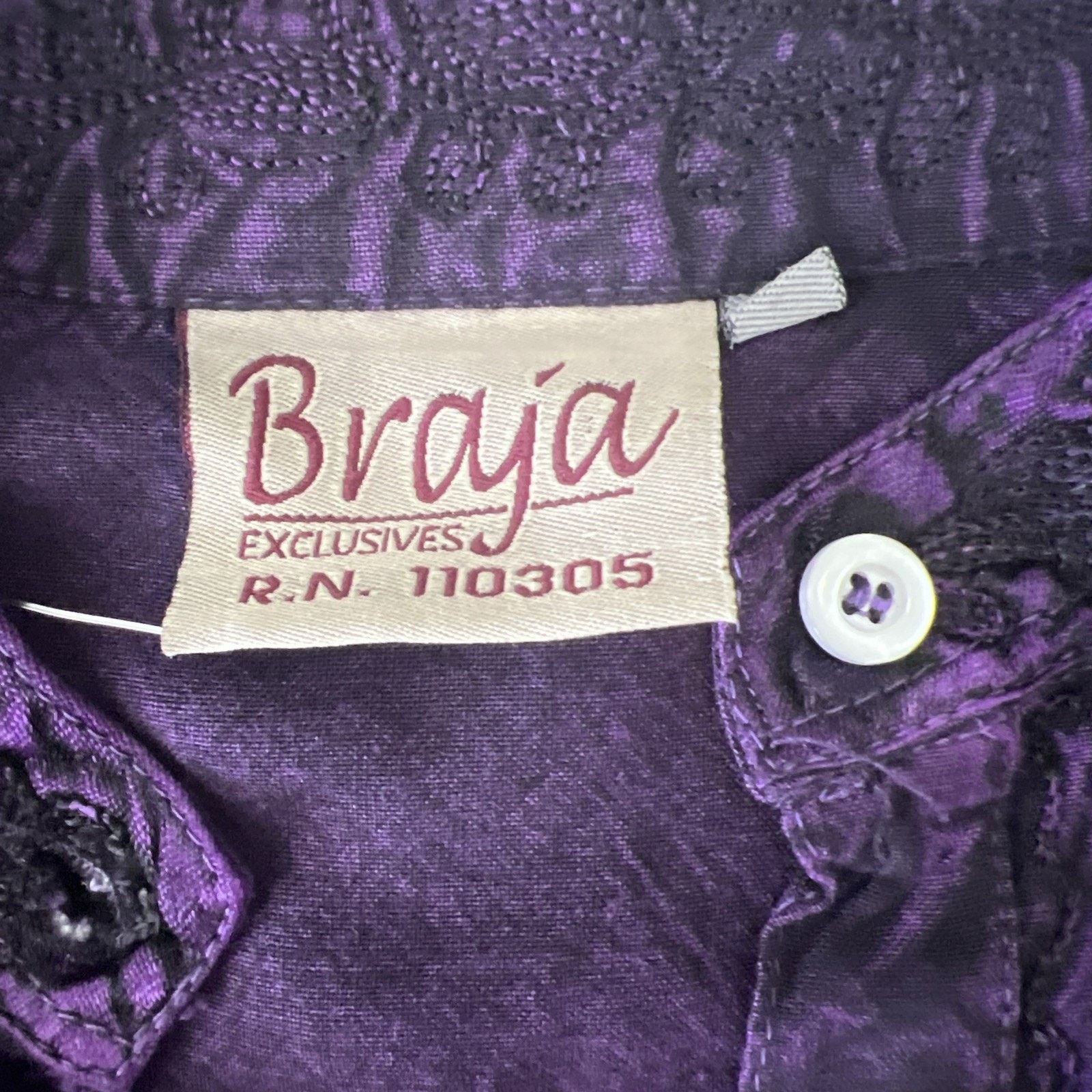 Other Braja Embroidered Top Blouse Sz M Purple Short Sleeve Size M / US 6-8 / IT 42-44 - 2 Thumbnail