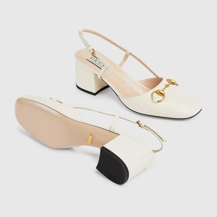 Gucci o1s1wg110425 Women's Horsebit Slingback Pumps in White Size US 6 / IT 36 - 6 Thumbnail