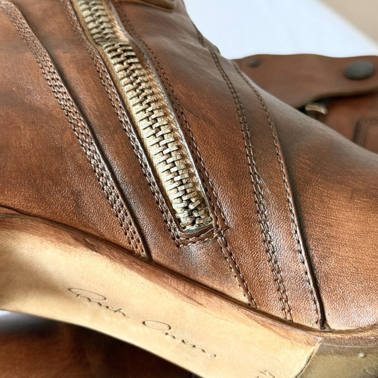 Rick Owens Rick Owens Stiletto Blood Brown Leather Zip Heels Boots Size US 10 / IT 40 - 13 Thumbnail