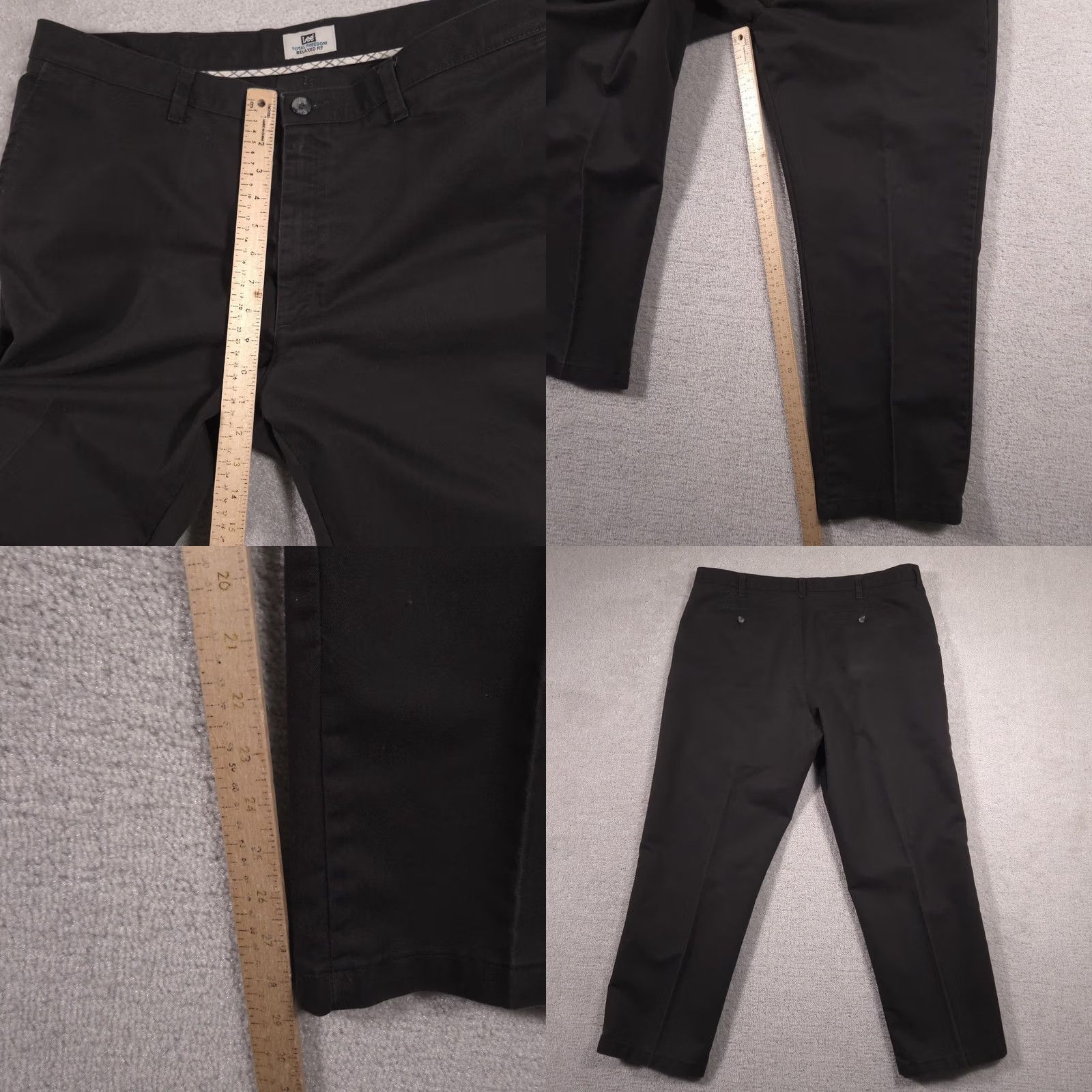 Lee Lee Total Freedom Pants Mens 40x30 Black Relaxed Fit Chino Straight Leg Casual Size US 40 / EU 56 - 8 Thumbnail