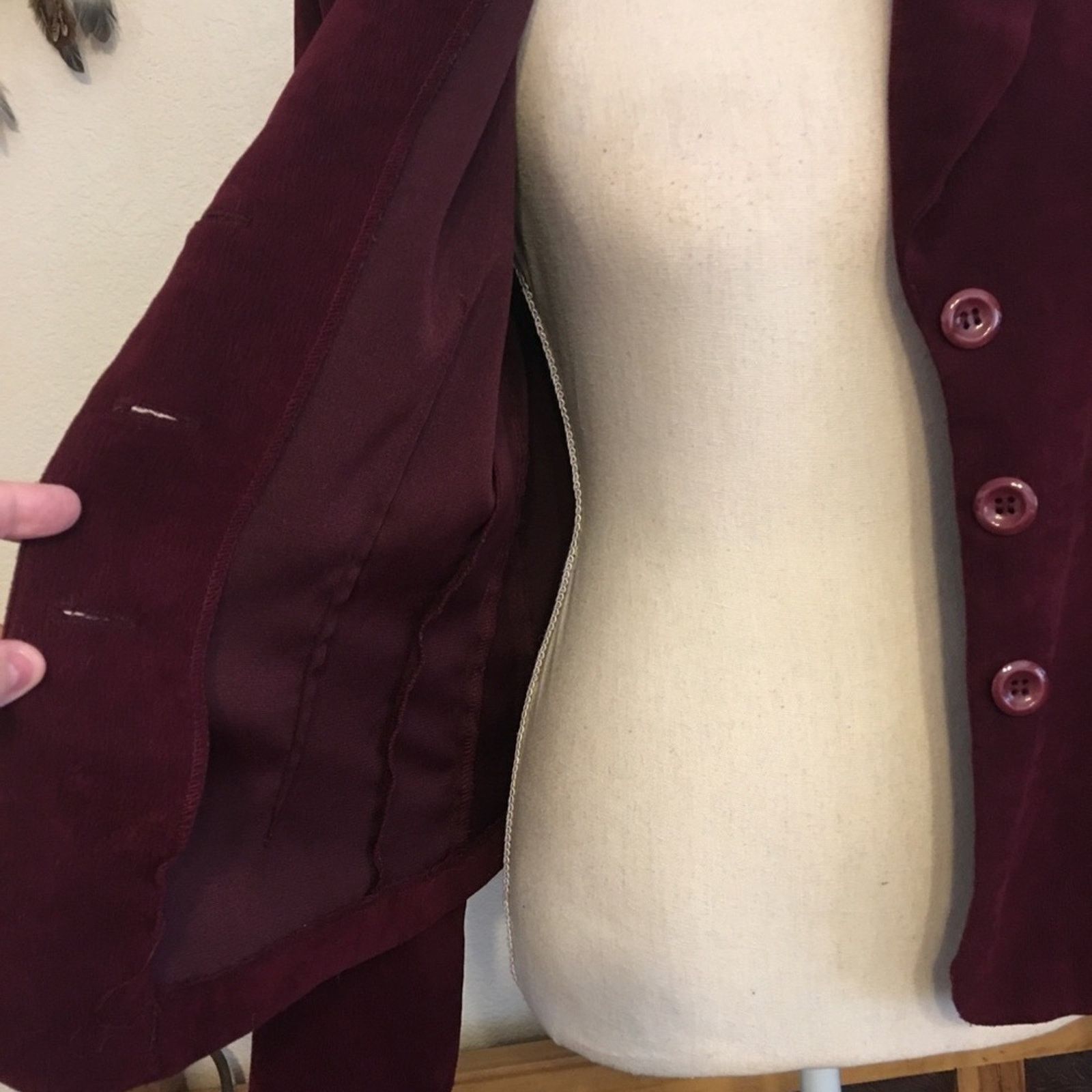 Vintage Vintage “I” Countess cranberry textured jacket Size L / US 10 / IT 46 - 6 Thumbnail