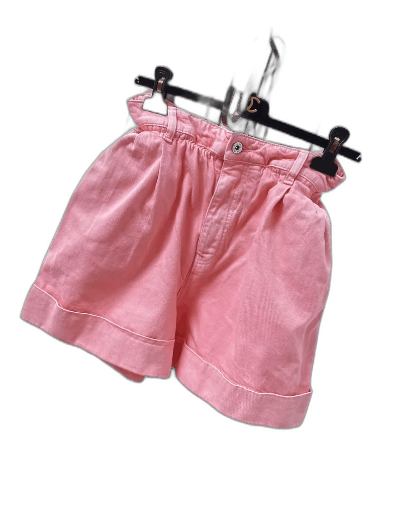 Miu Miu Pink Denim Shorts with Logo-2506
