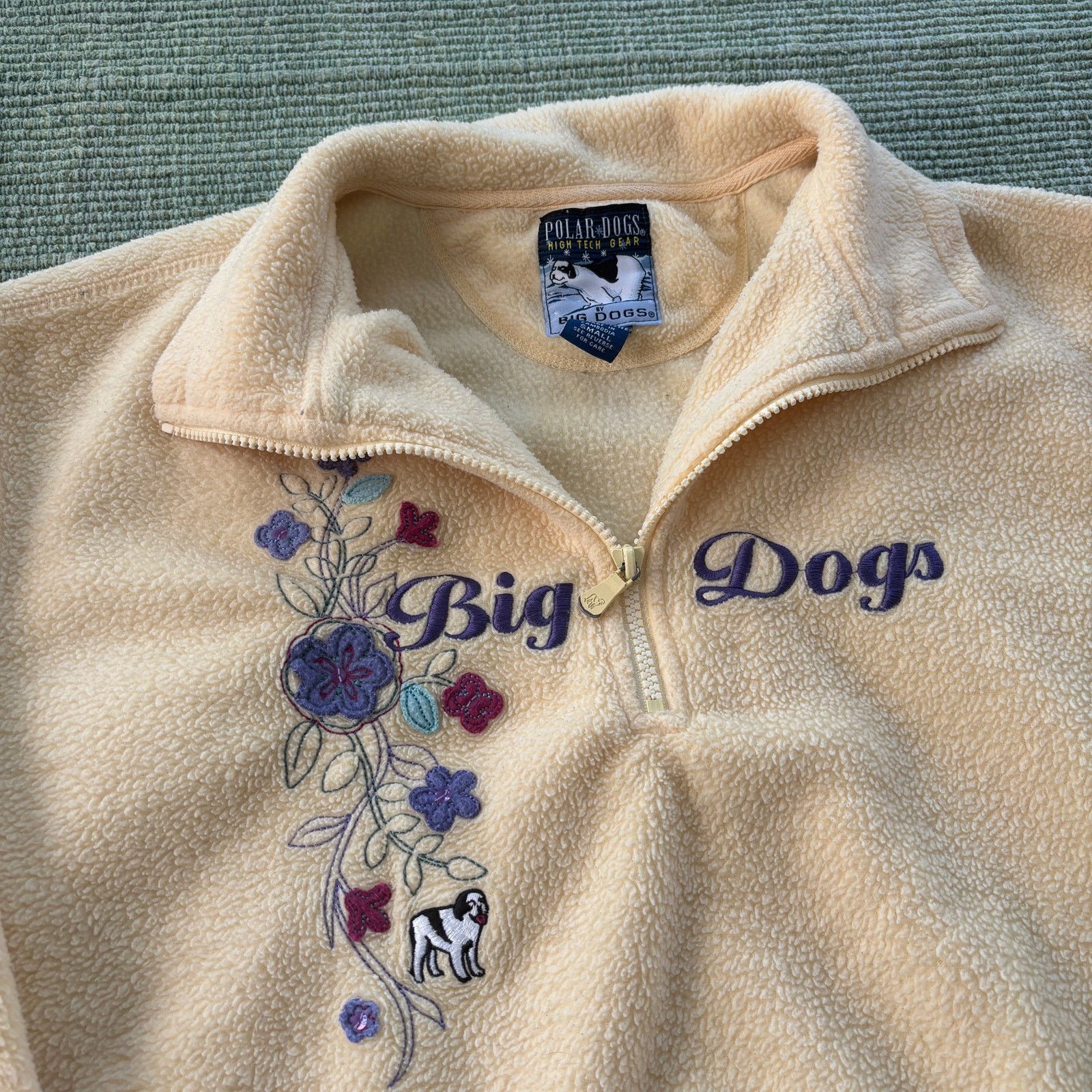 Big Dogs × Vintage Vintage Y2K Big Dogs Quarter Zip Floral Fleece Sweater Size S / US 4 / IT 40 - 1 Thumbnail