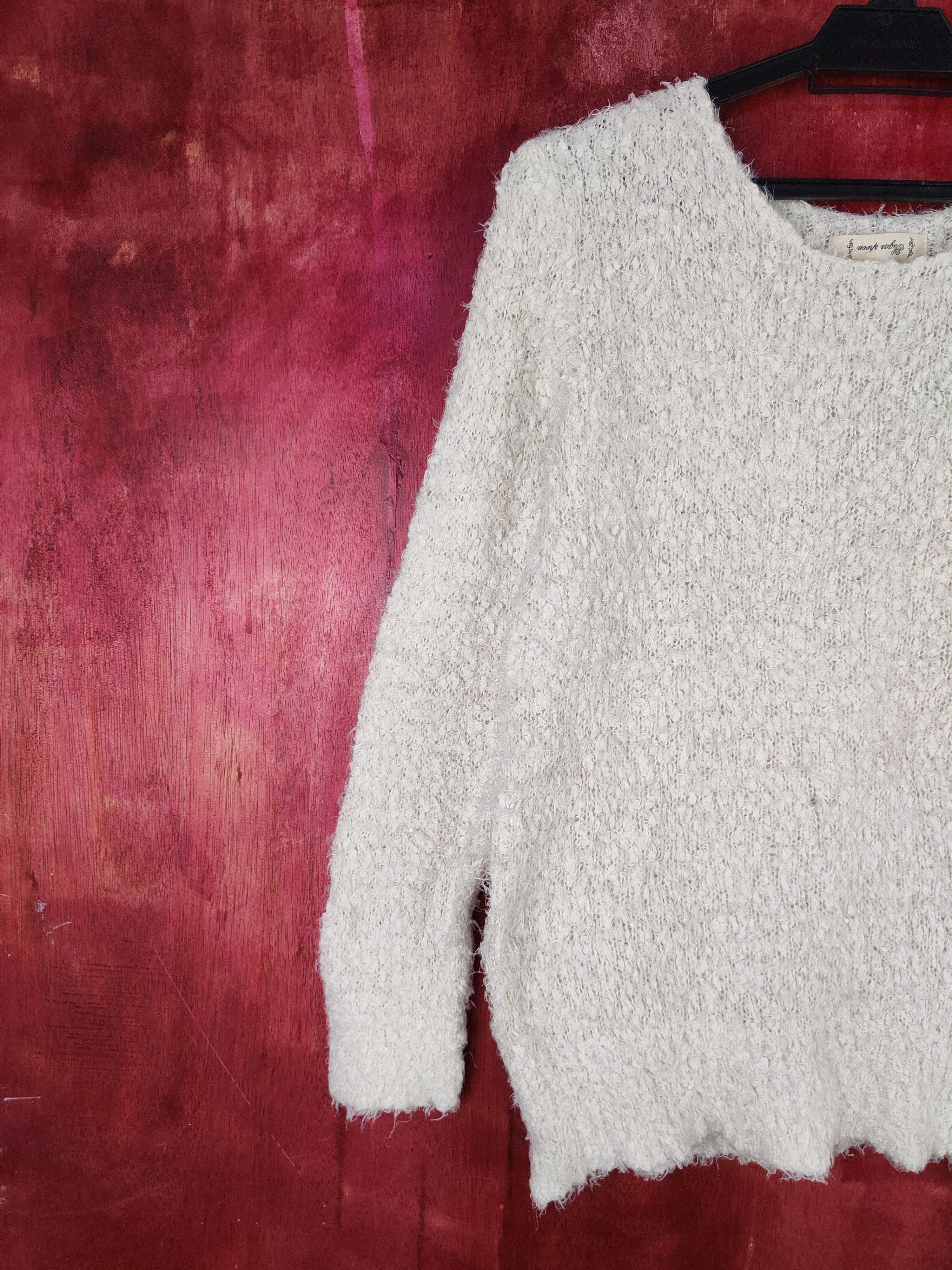 Homespun Knitwear Sugar Spoon Cream Shag Shaggy Fur Mohair Knitwear #S2064 Size S / US 4 / IT 40 - 3 Thumbnail