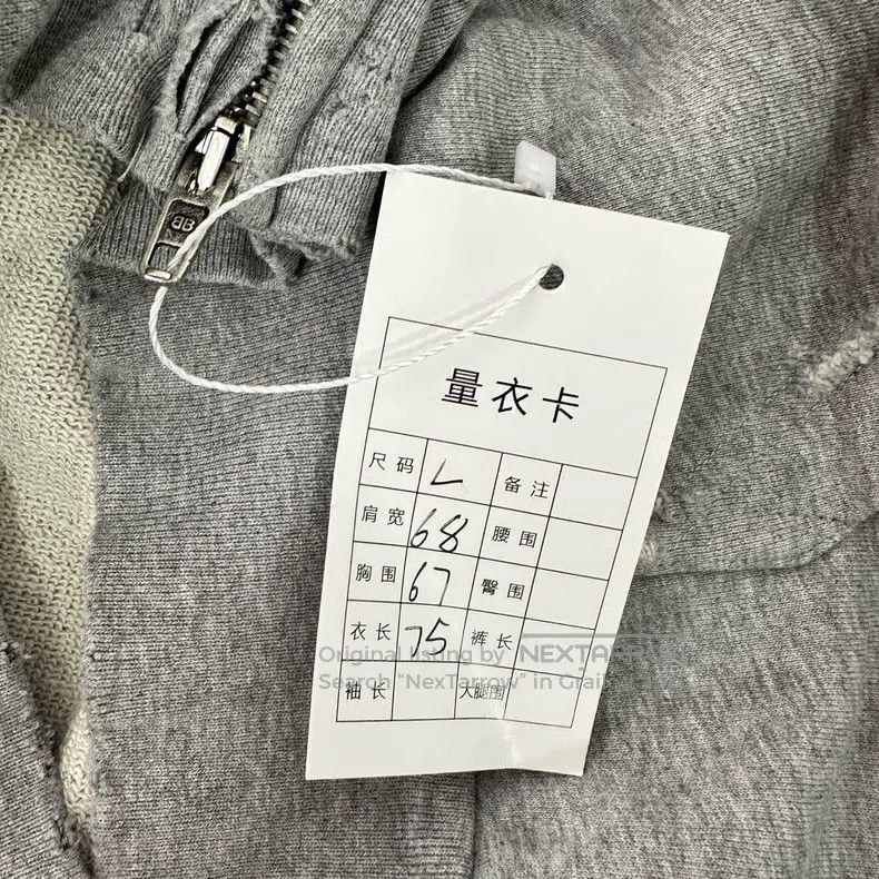 Balenciaga Balenciaga Gray distressed zipper hooded sweater jacket Size US L / EU 52-54 / 3 - 7 Thumbnail