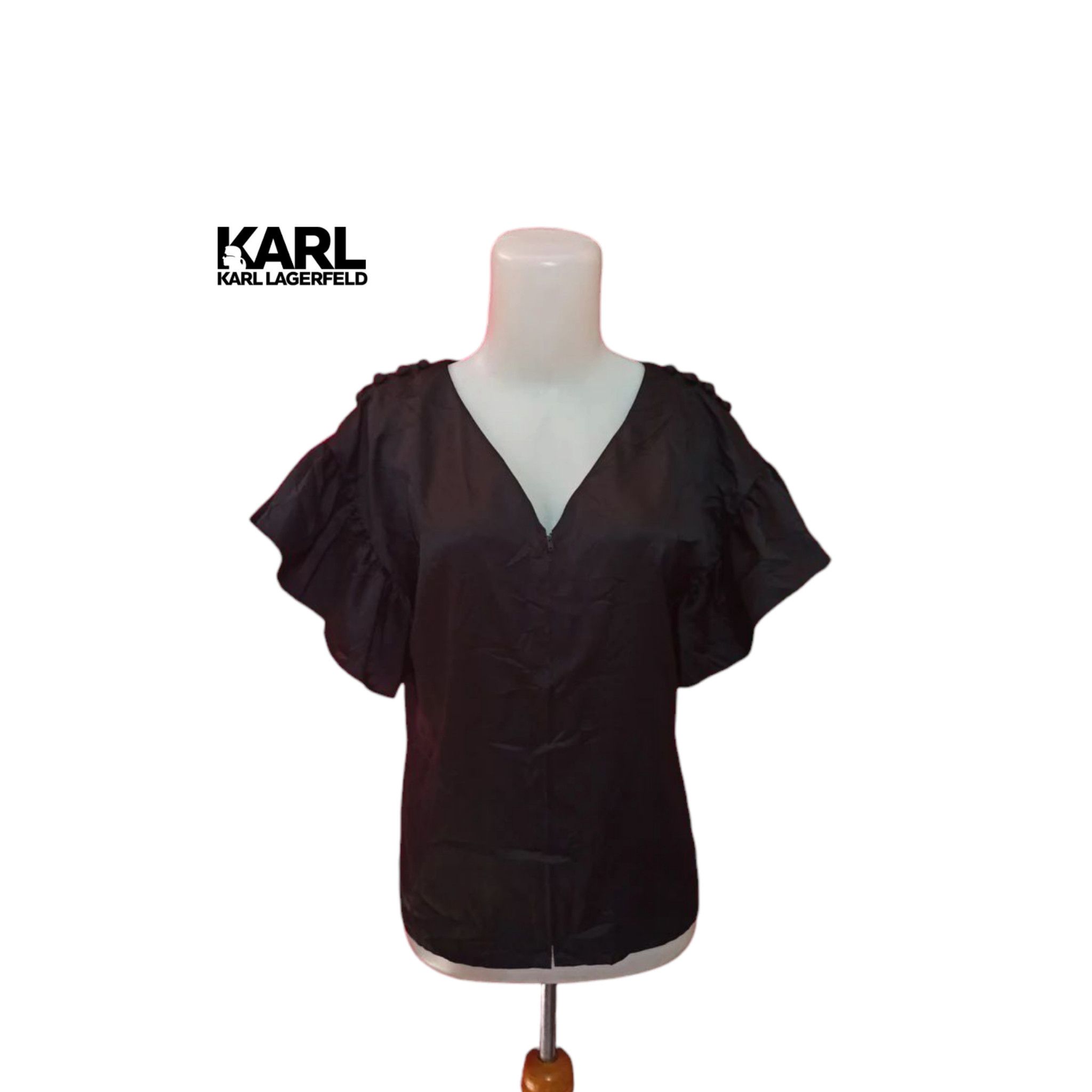 Karl Lagerfeld Vintage Y2K Karl Lagerfeld Black Blouse Size S / US 4 / IT 40 - 2 Thumbnail